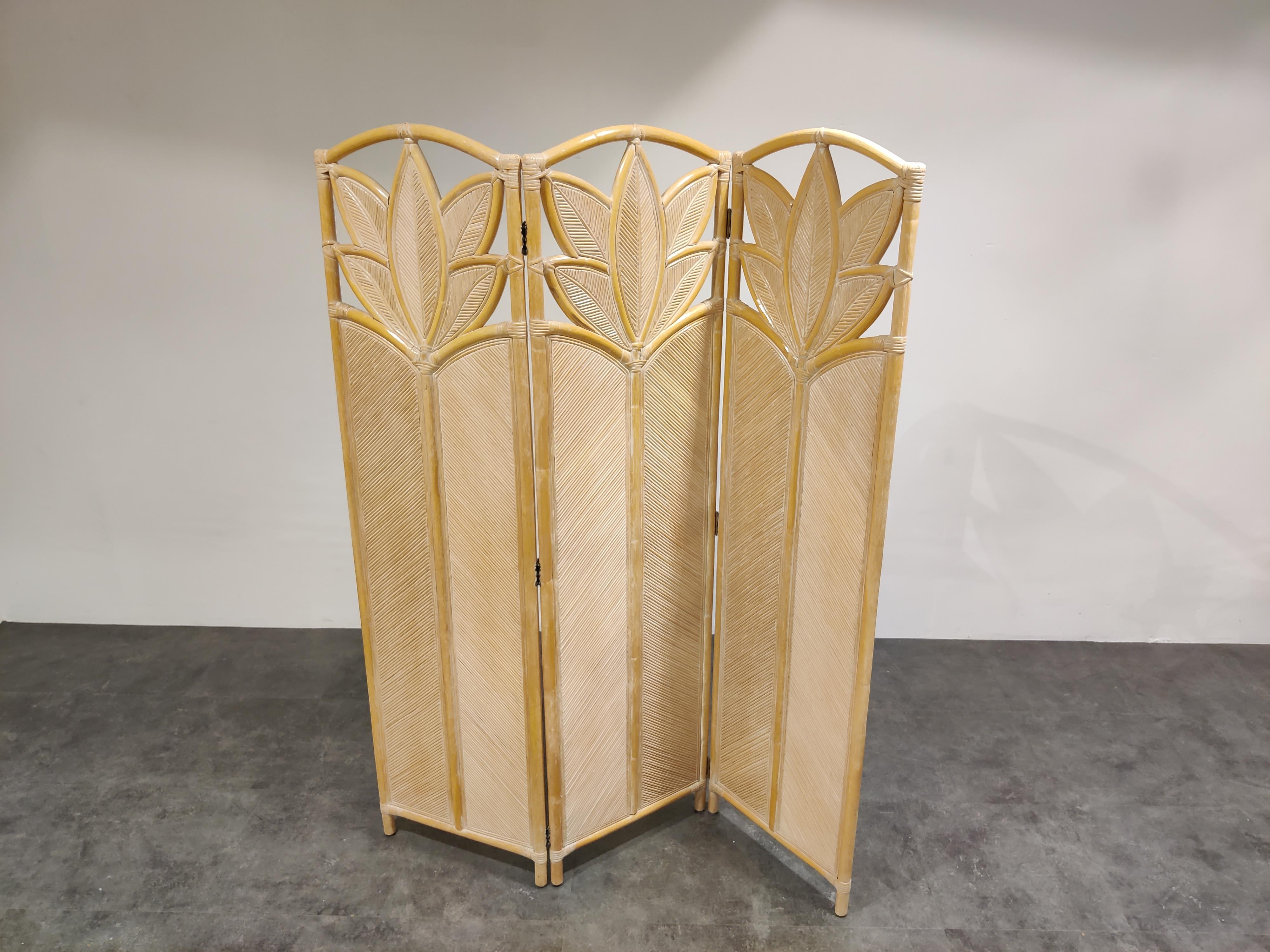 Bohemian Vintage Bamboo Room Divider or Folding Screen, 1970s