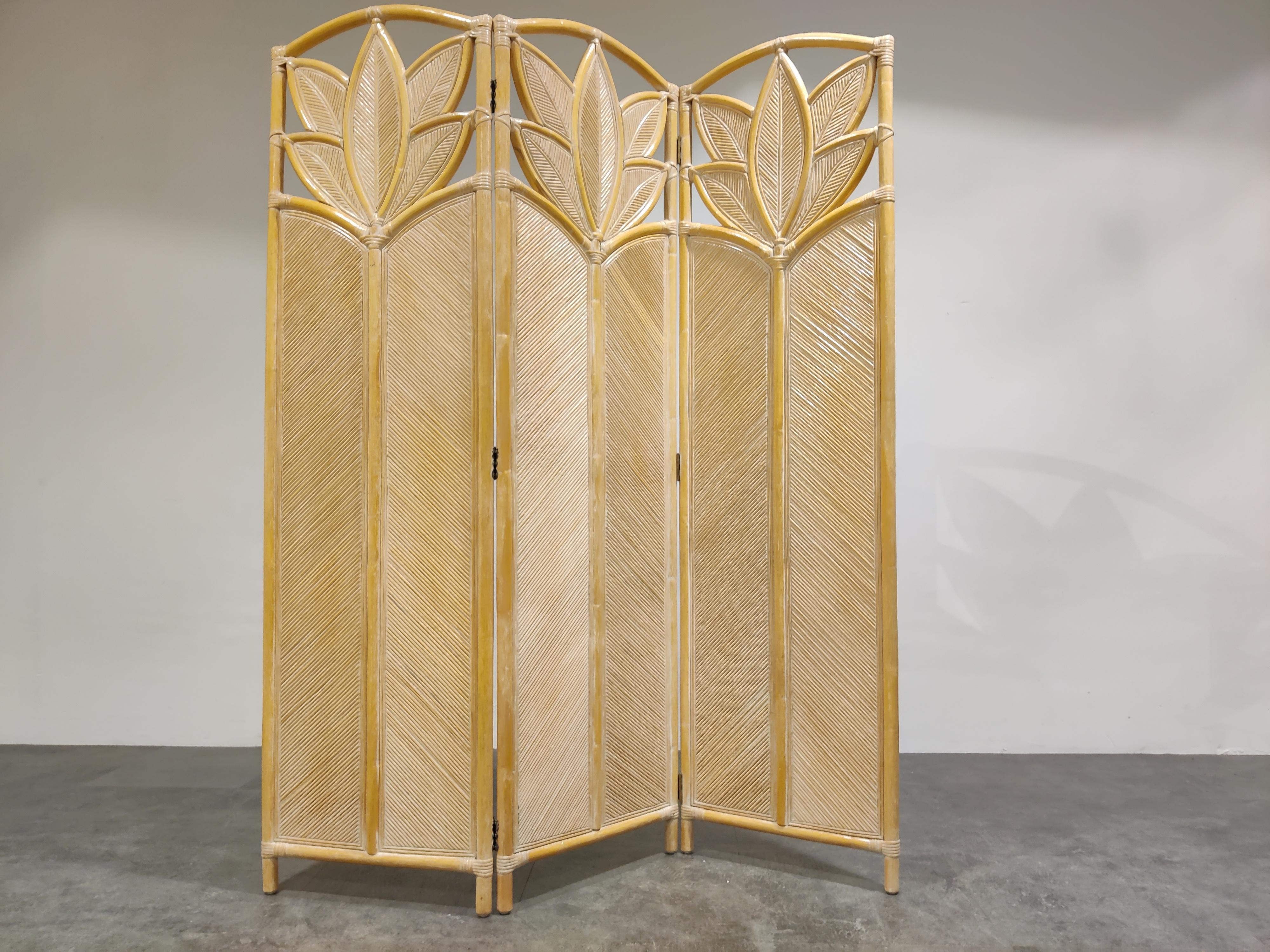 Late 20th Century Vintage Bamboo Room Divider or Folding Screen, 1970s