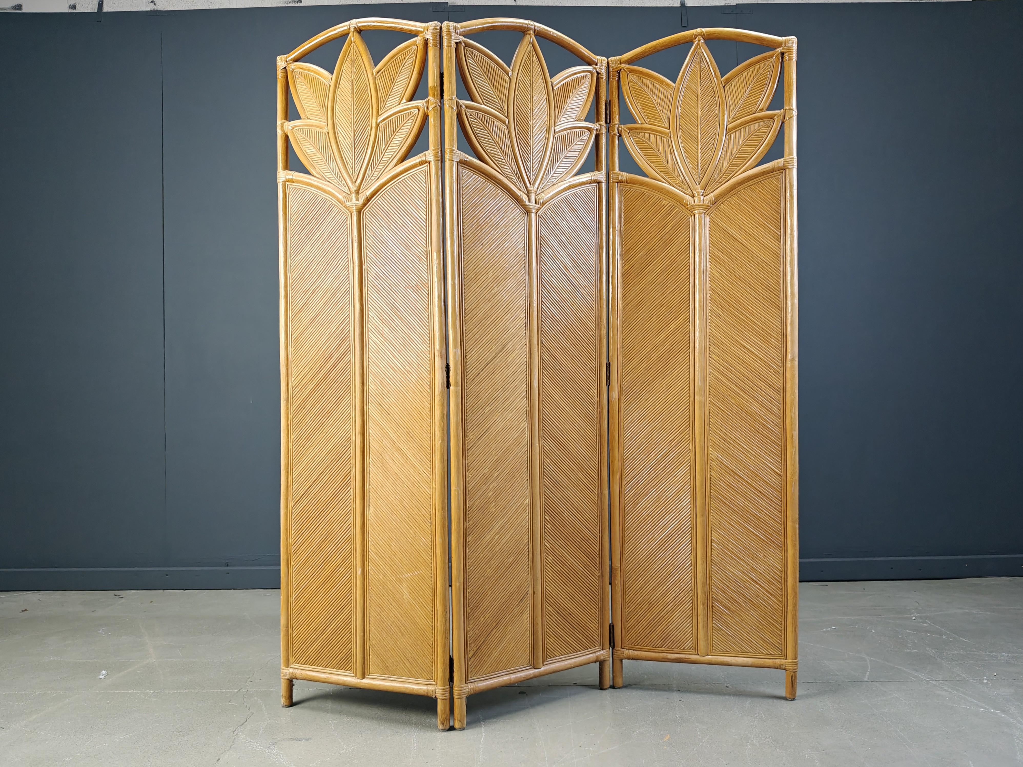 Bambou Paravent en bambou vintage 1970 en vente