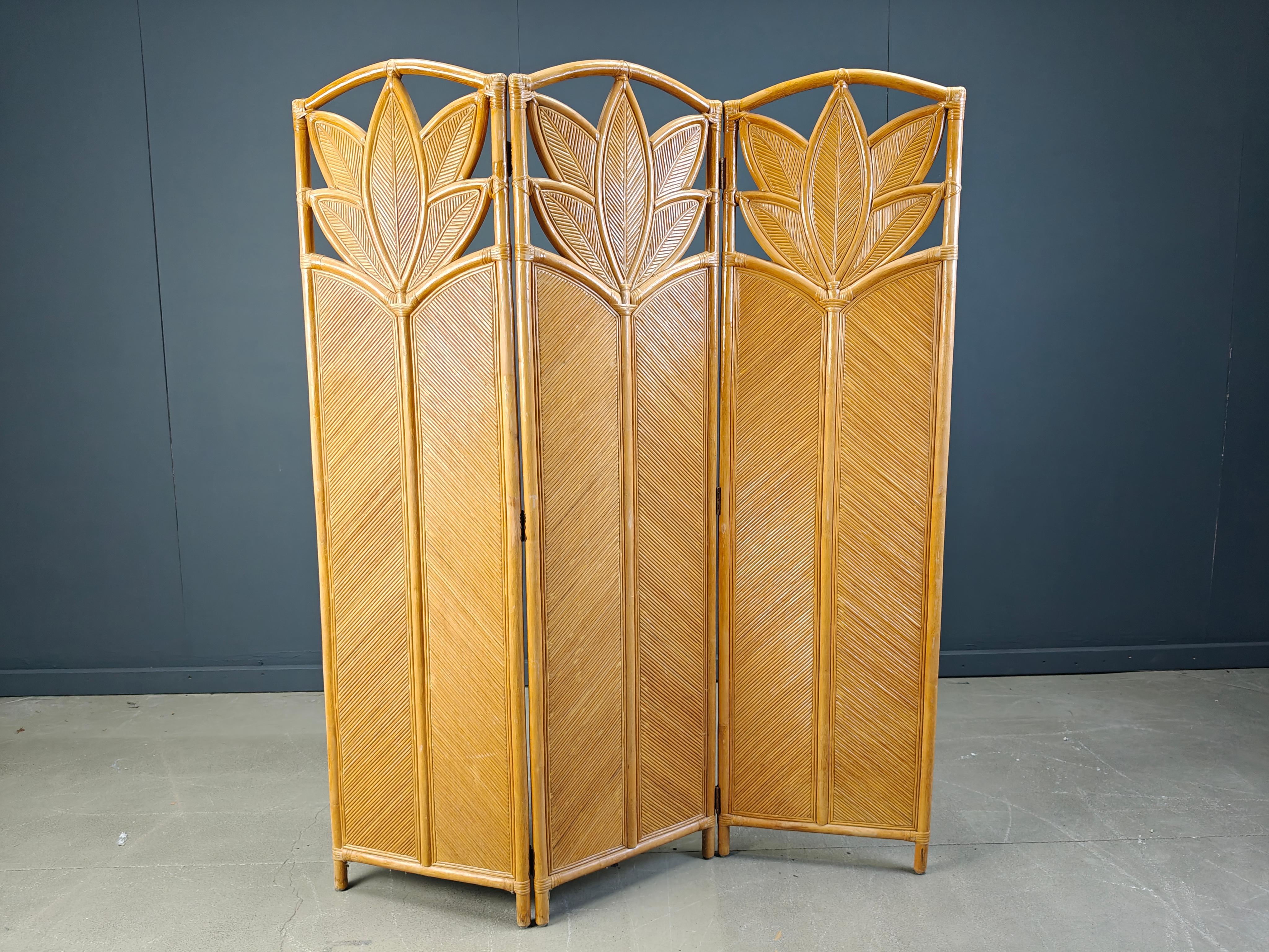 Paravent en bambou vintage 1970 en vente 1
