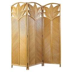 Vintage bamboo room divider or folding screen 1970s