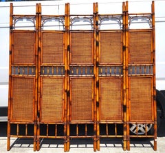 Vintage Bamboo Screen Room Divider Headboard 1960s