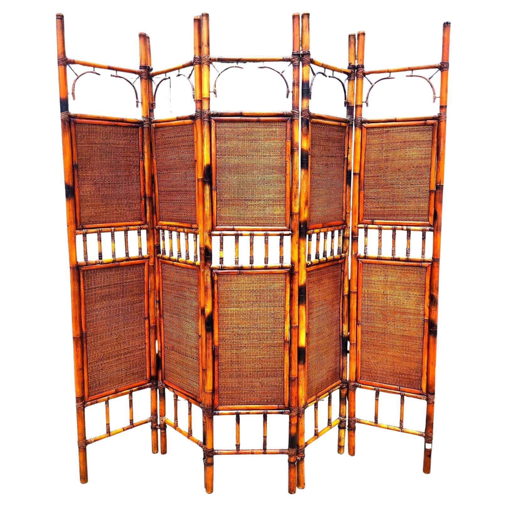 Vintage Bamboo Screen Room Divider Headboard 1960s For Sale