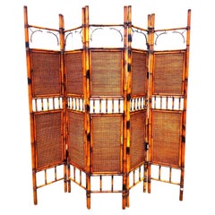 Retro Bamboo Screen Room Divider Headboard 1960s