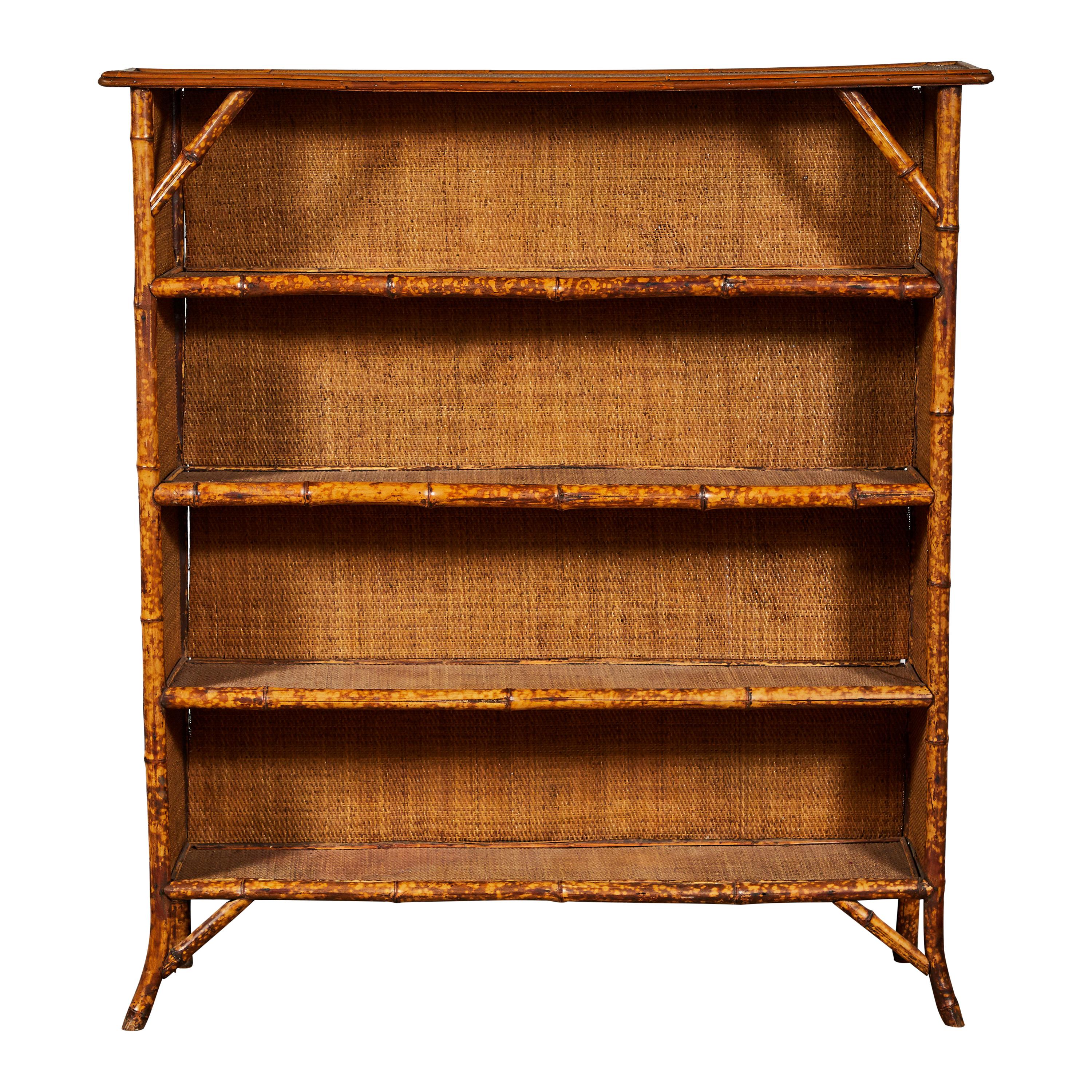 Vintage Bamboo Shelf with Woven Frame