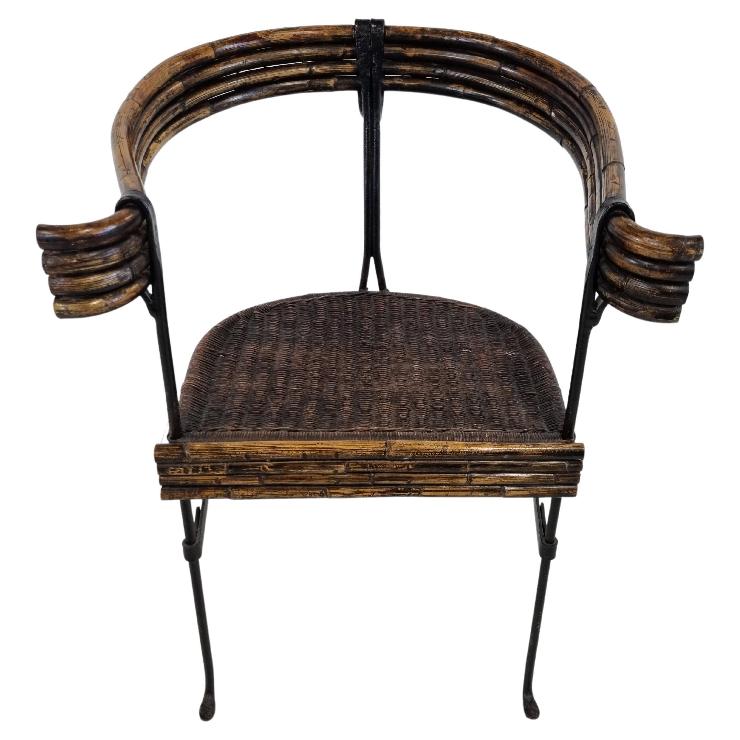 Beistellstuhl aus Bambus im Vintage-Stil, 1960er Jahre