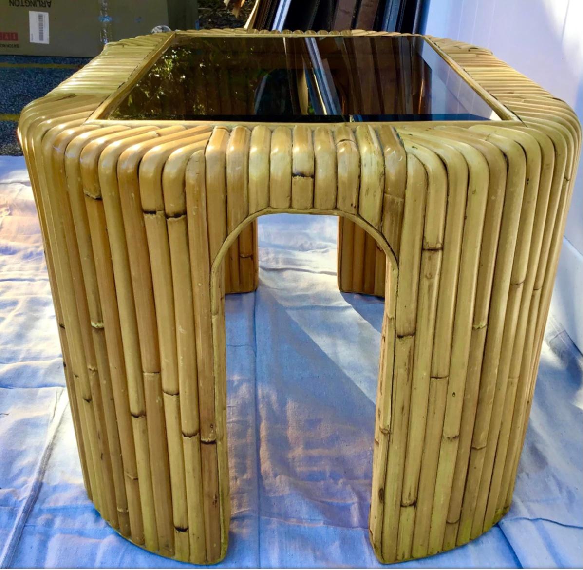 Vintage Bamboo Side, End Table In Good Condition For Sale In Bradenton, FL