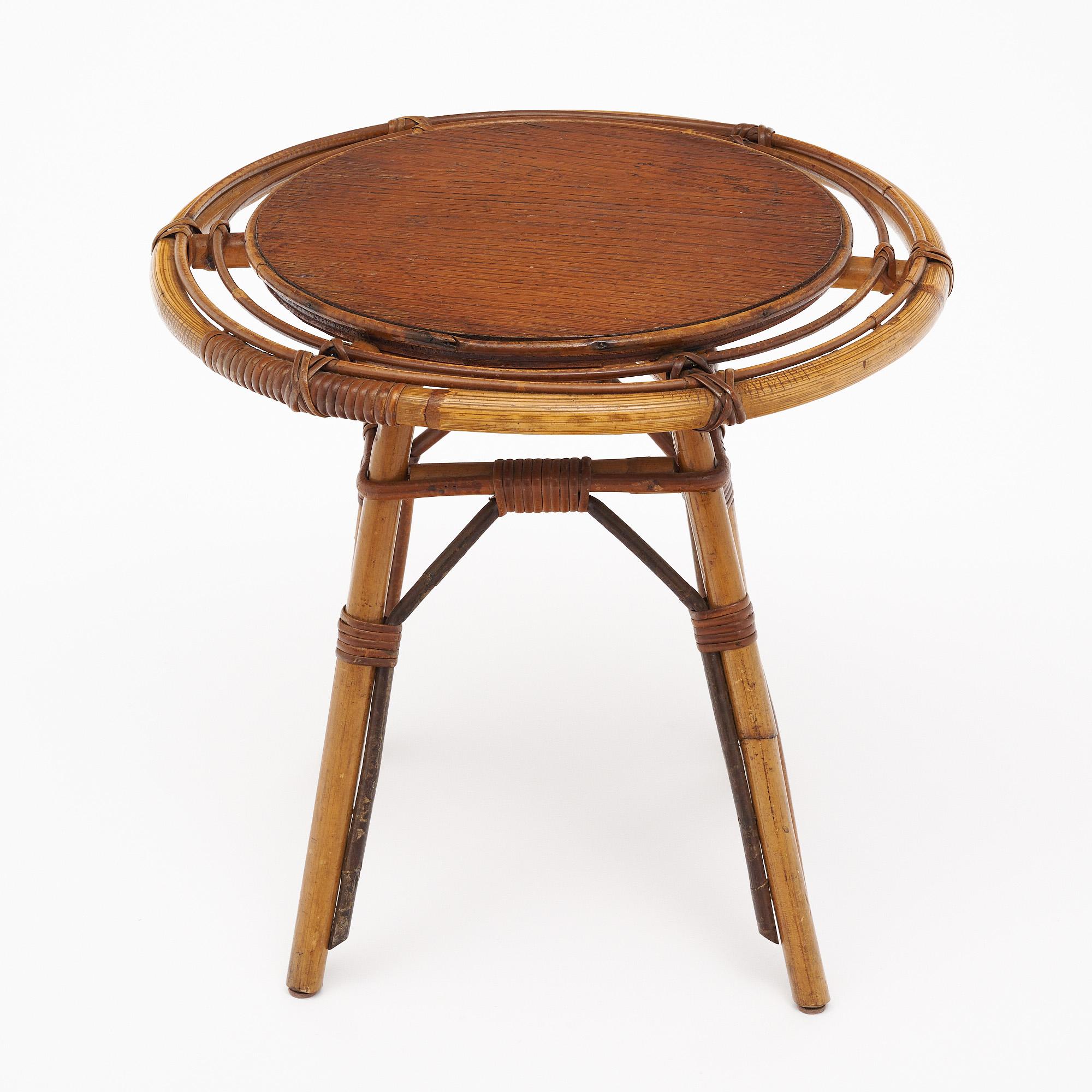 Vintage-Beistelltisch aus Bambus von Bonaudi Vallauris (Französisch) im Angebot