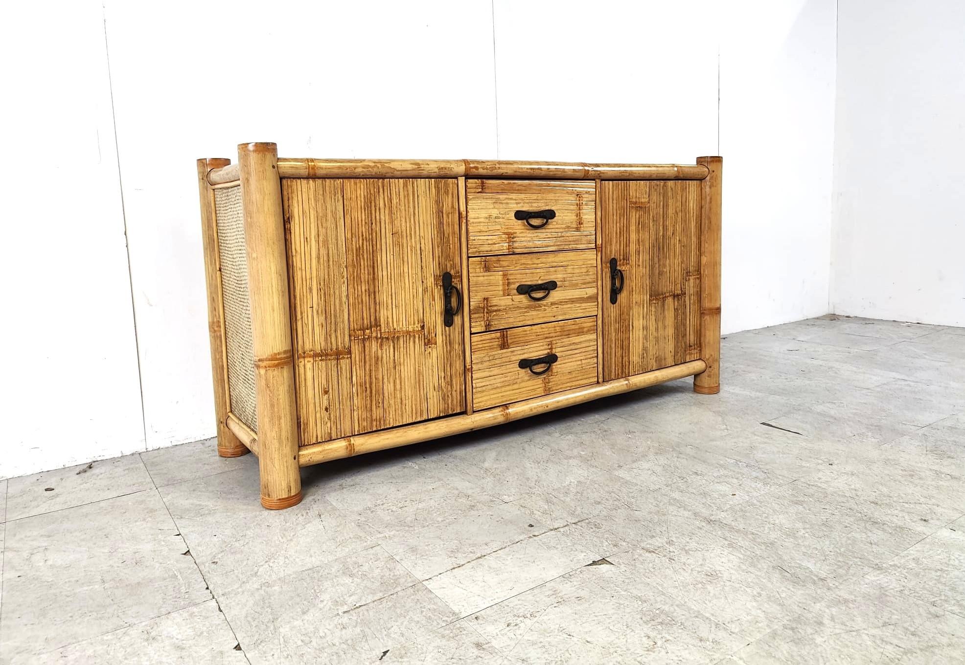 Bohemian Vintage  bamboo sideboard, 1970s For Sale