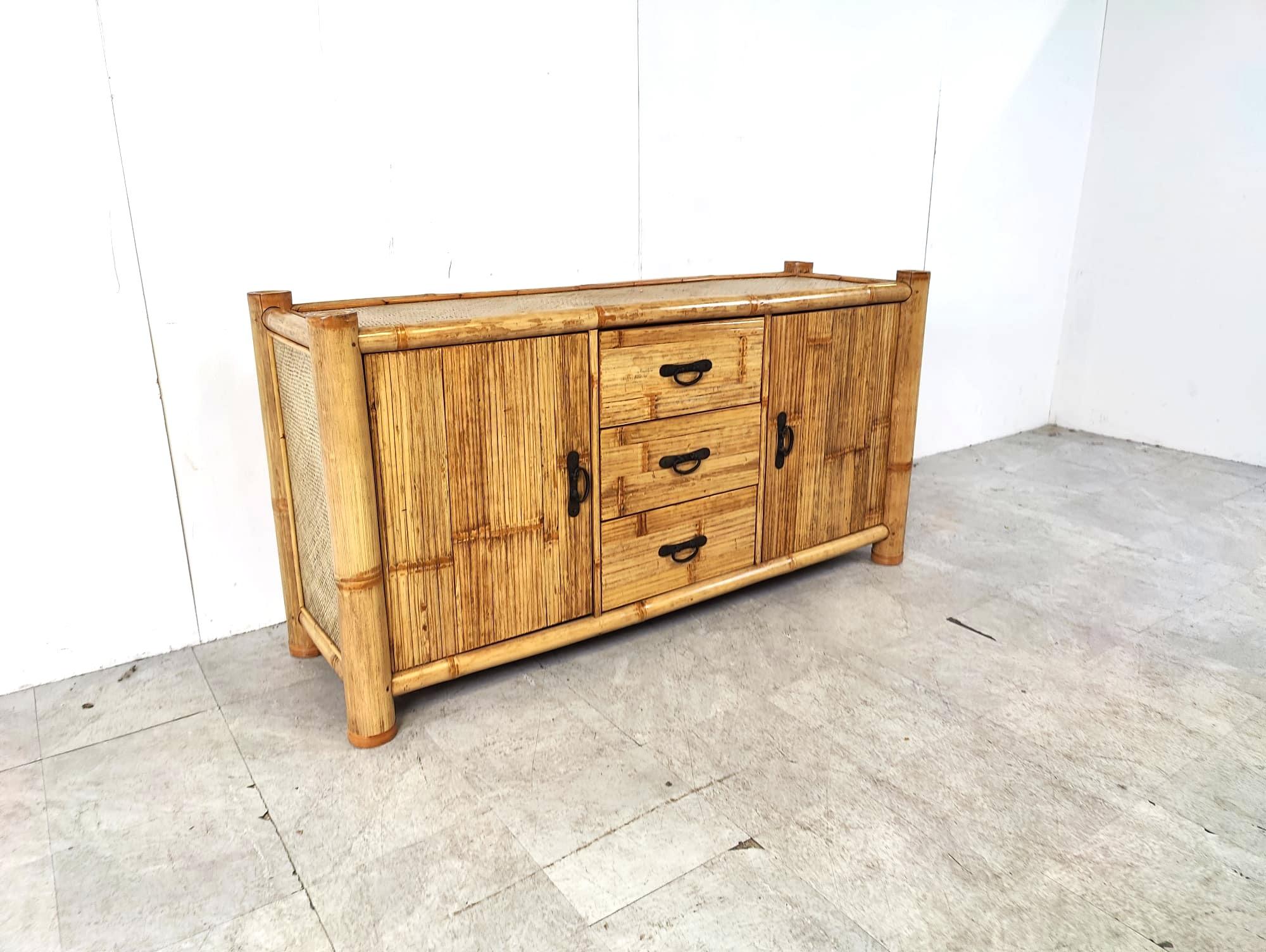 Vintage  bamboo sideboard, 1970s In Excellent Condition For Sale In HEVERLEE, BE