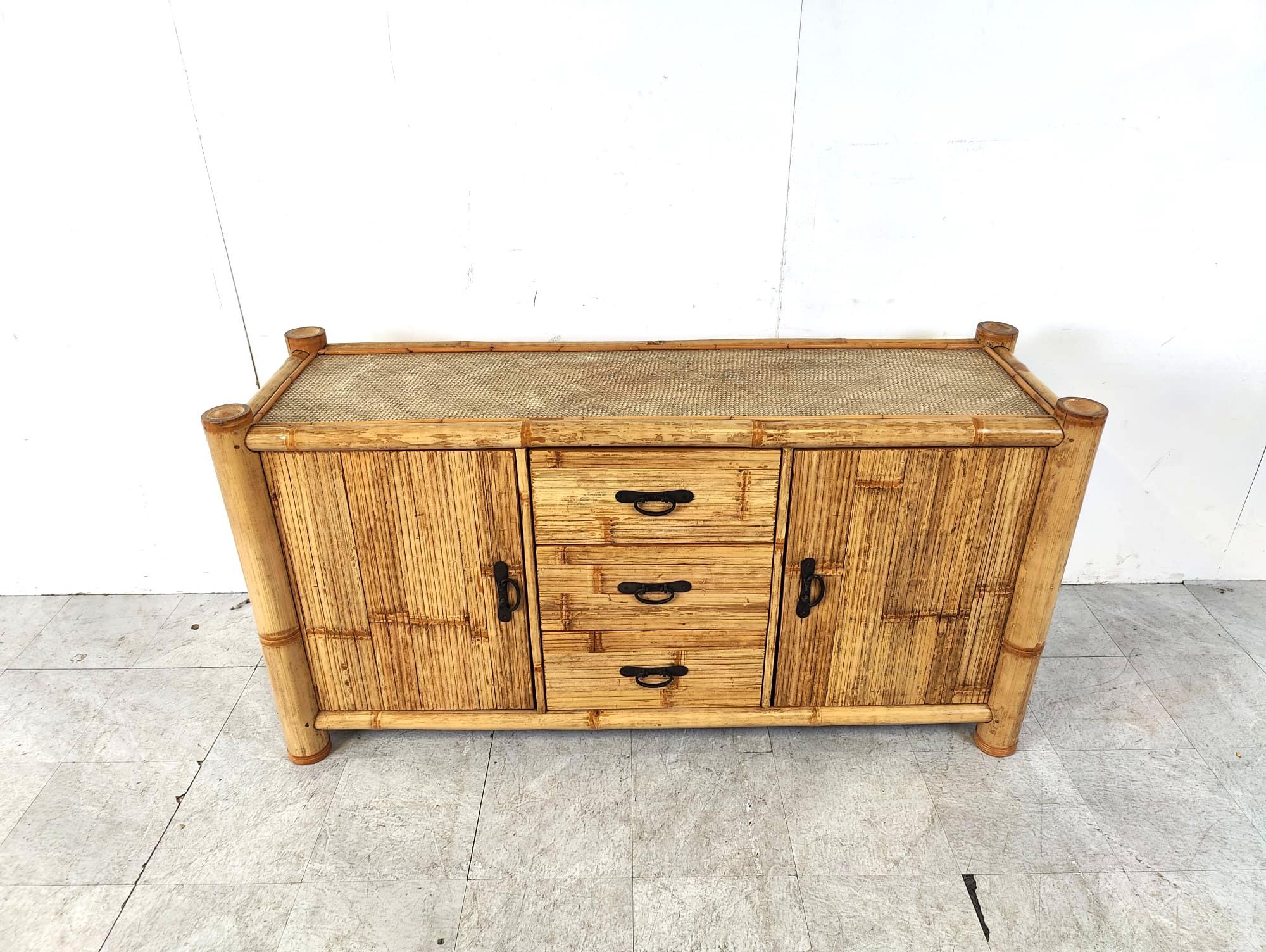 Late 20th Century Vintage  bamboo sideboard, 1970s For Sale