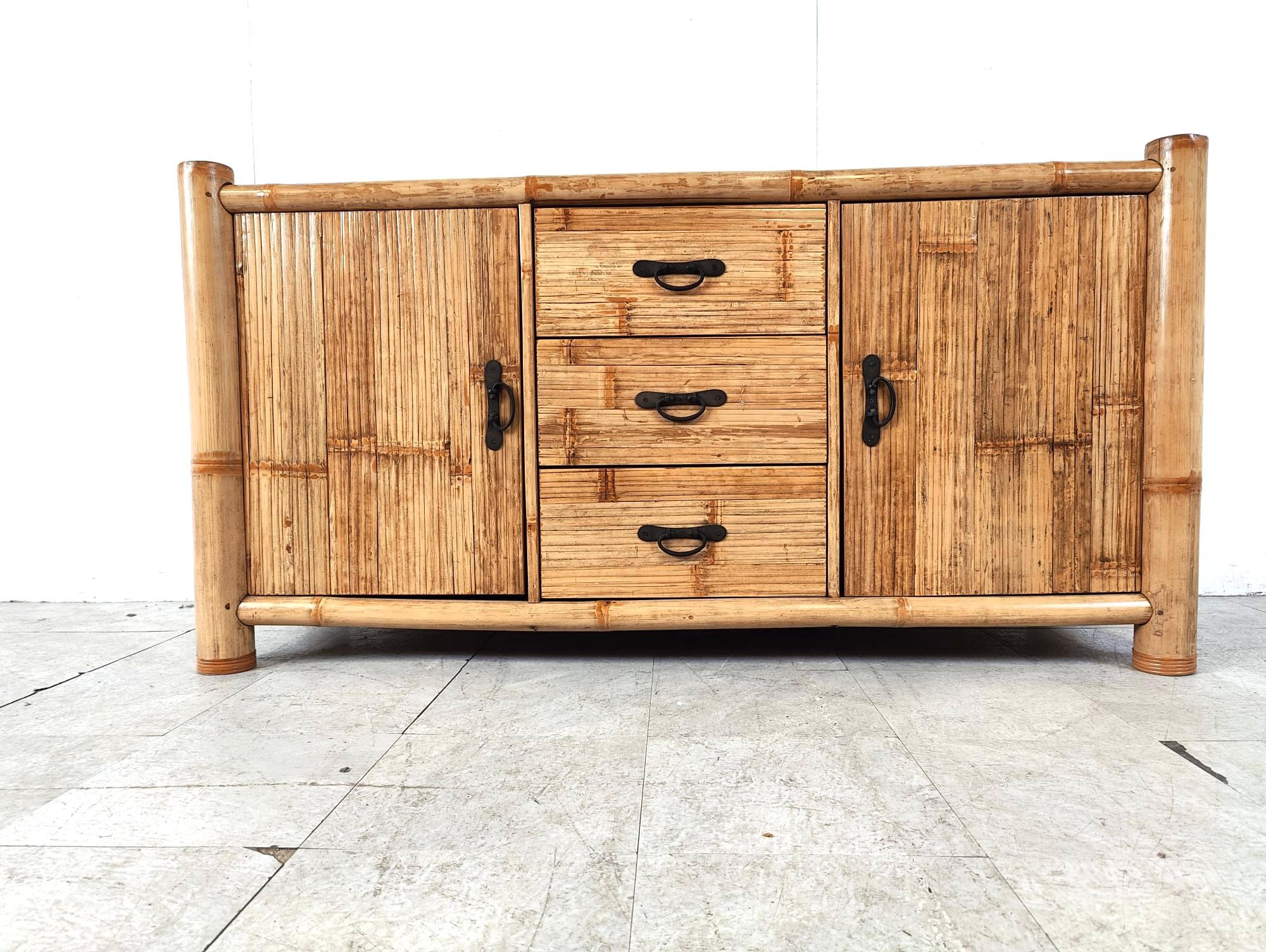Vintage  bamboo sideboard, 1970s For Sale 1