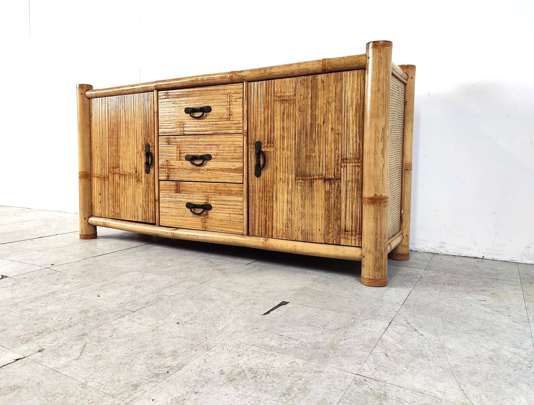 Vintage  bamboo sideboard, 1970s For Sale 2
