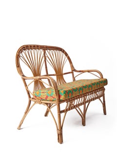 Vintage Bamboo Sofa by La DoubleJ, Cubi Print in Linen-Feel Shot Cotton, 1960
