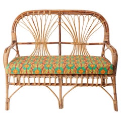 Vintage Bamboo Sofa by La DoubleJ, Cubi Print in Linen-Feel Shot Cotton, 1960