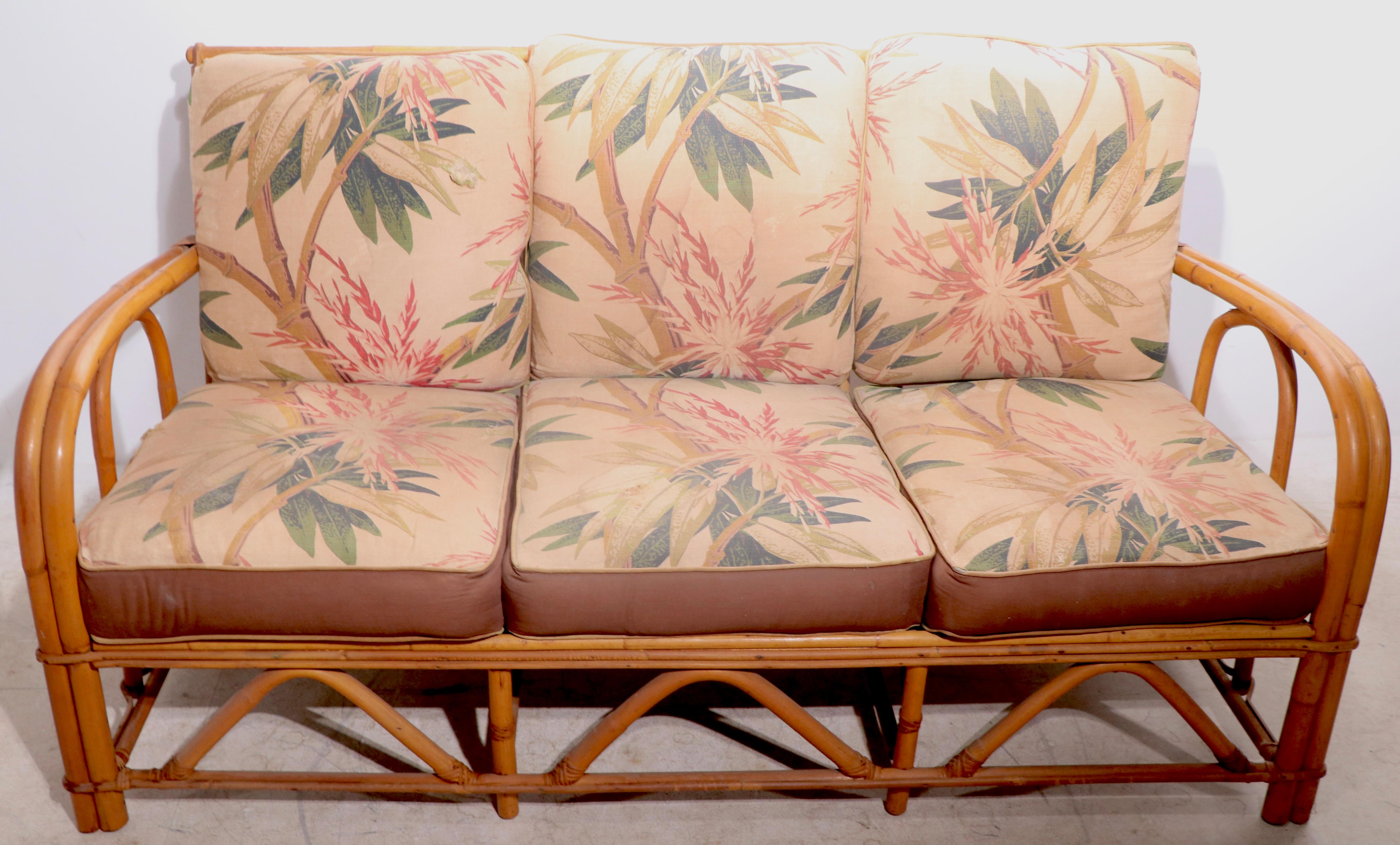 Mid-Century Modern Vintage Bamboo Sofa by the Superior Reed and Rattan Furniture Company