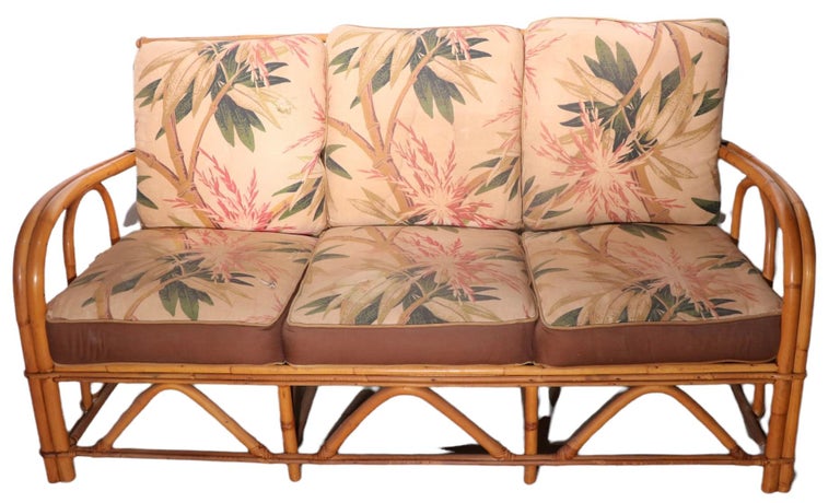 Vintage Bamboo Sofa by the Superior Reed and Rattan Furniture Company For Sale 2