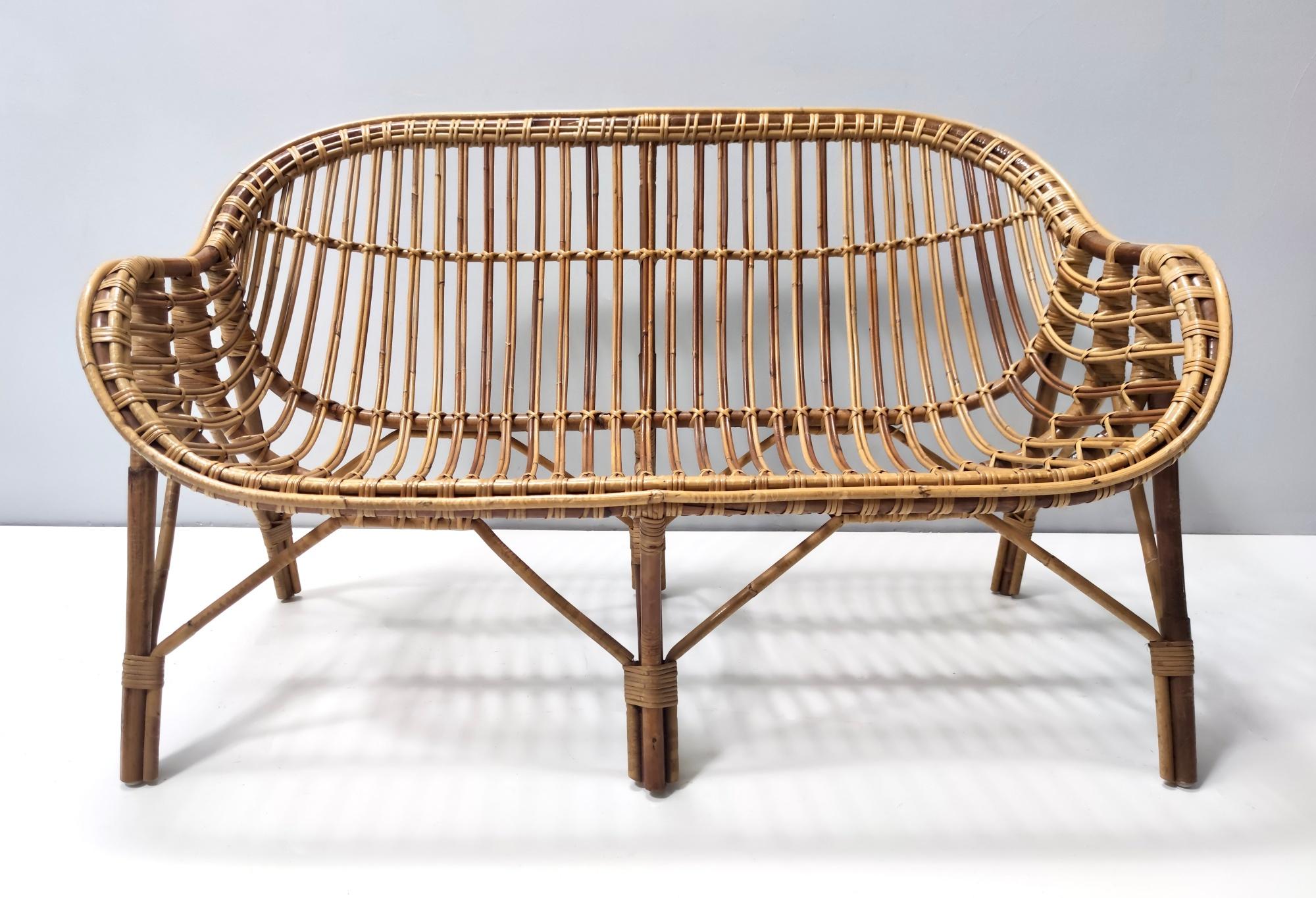 Sofá vintage de bambú, Made in Italy Moderno de mediados de siglo en venta
