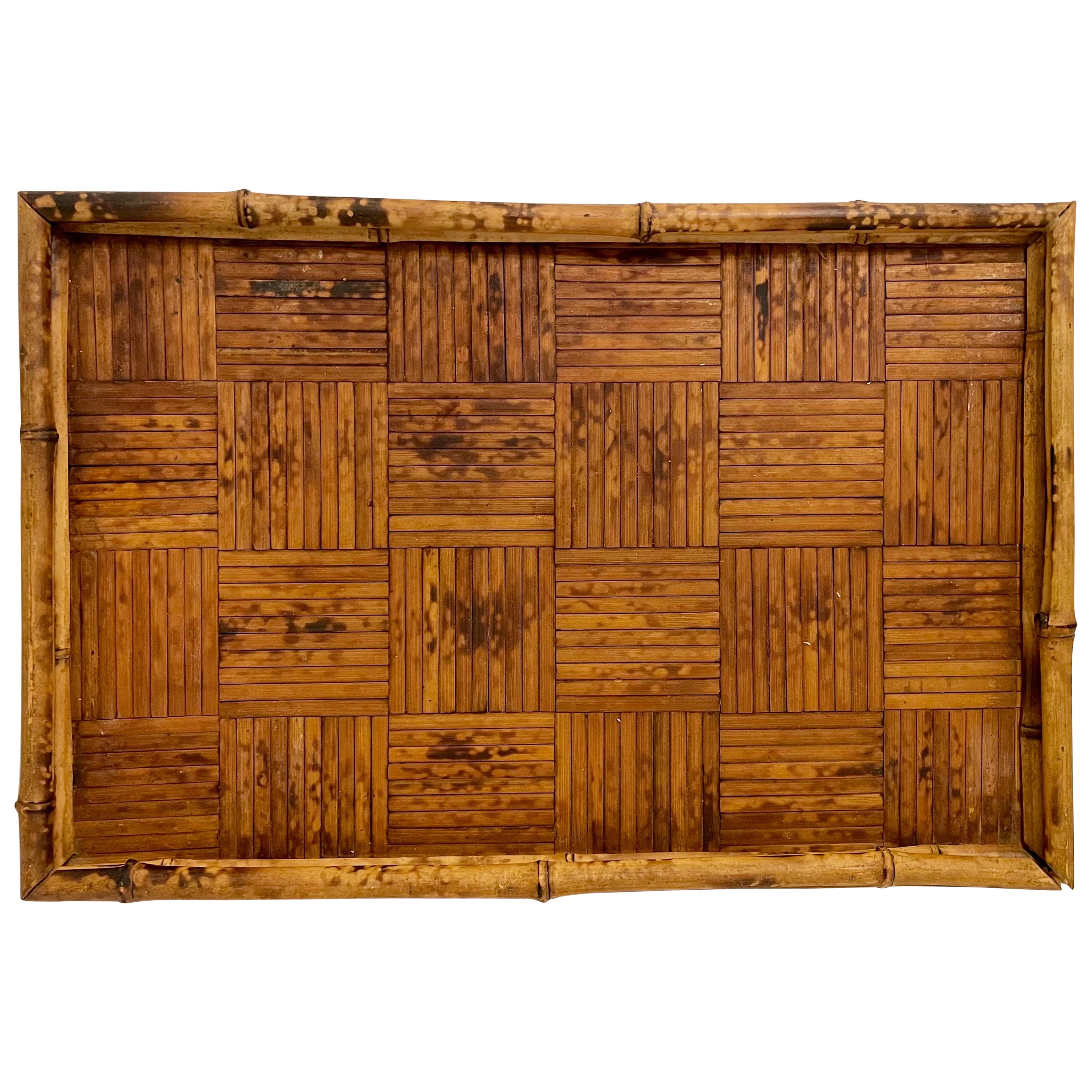 Vintage Bamboo & Split Reed Serving Tray