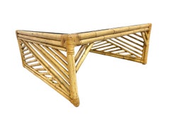 Vintage Bamboo Square Glass Top Coffee Table