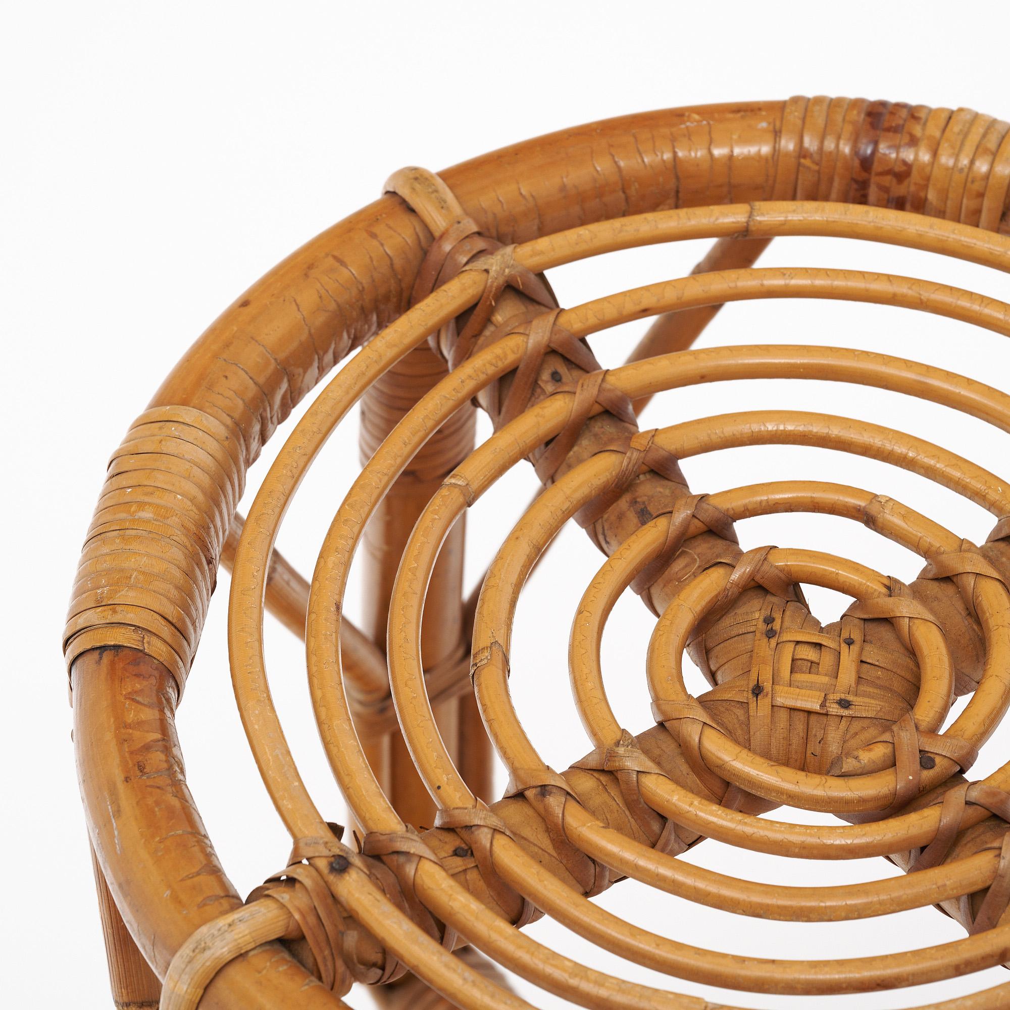 Taburete vintage de bambú de Bonaudi Vallauris Moderno de mediados de siglo en venta