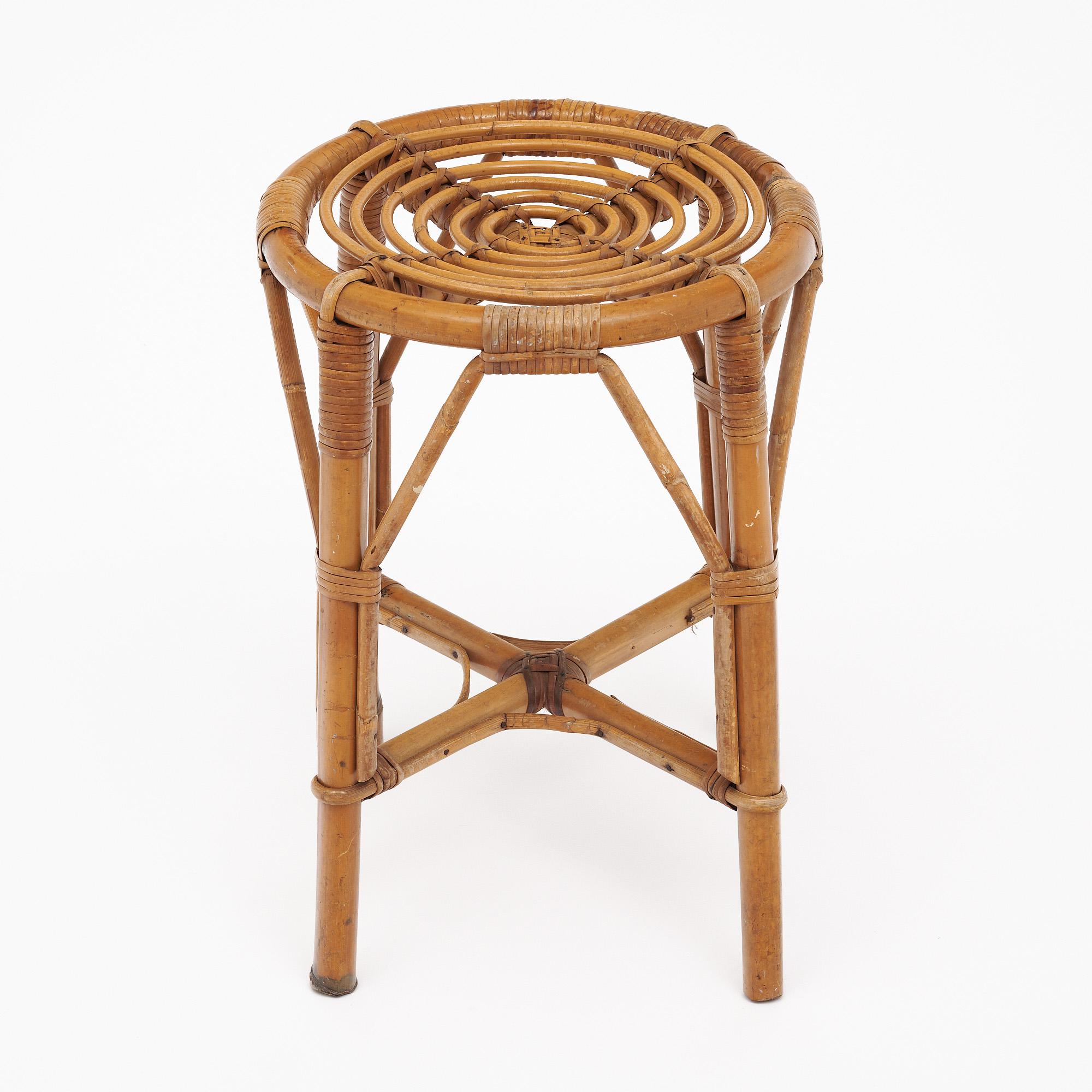 Taburete vintage de bambú de Bonaudi Vallauris Francés en venta