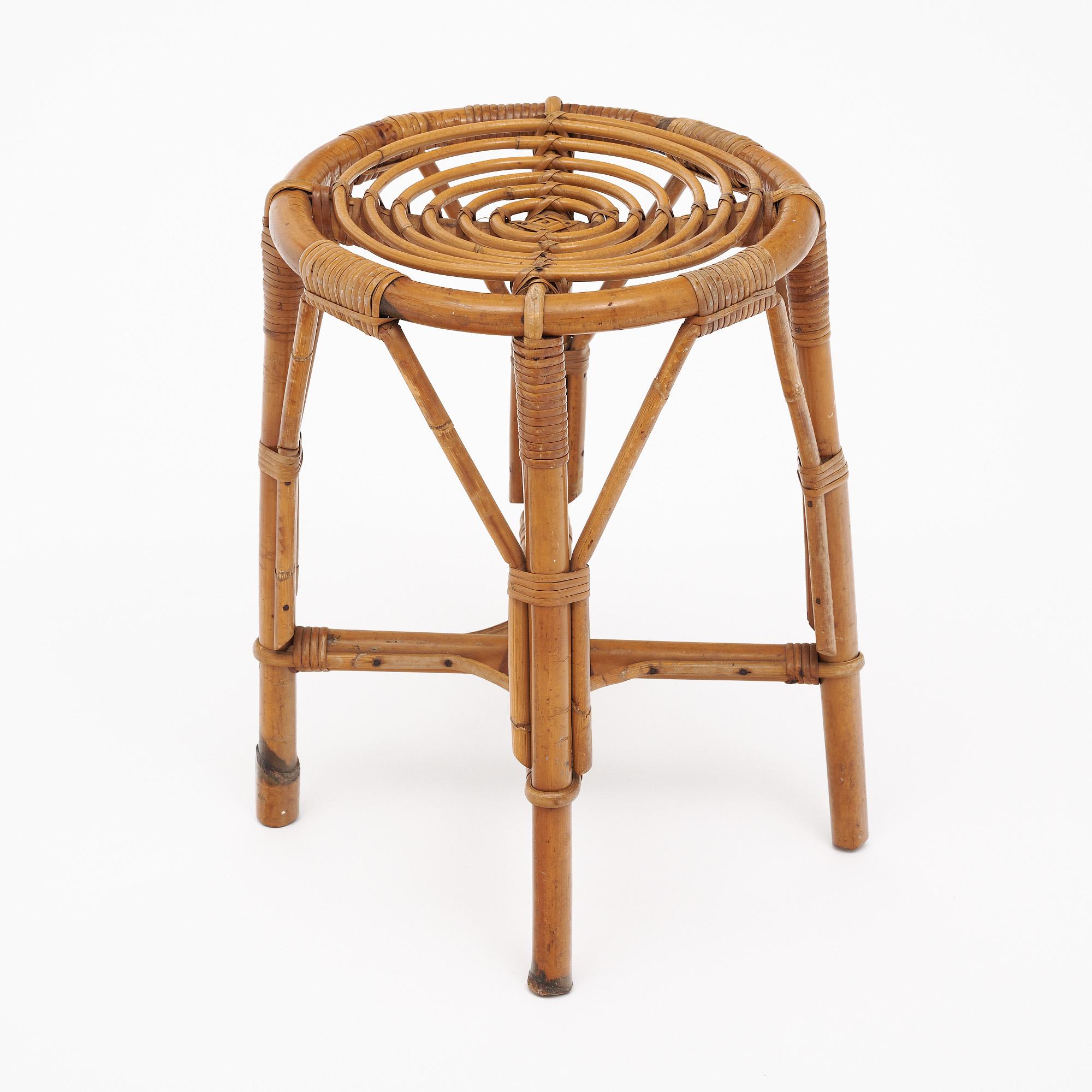 Taburete vintage de bambú de Bonaudi Vallauris Bambú en venta