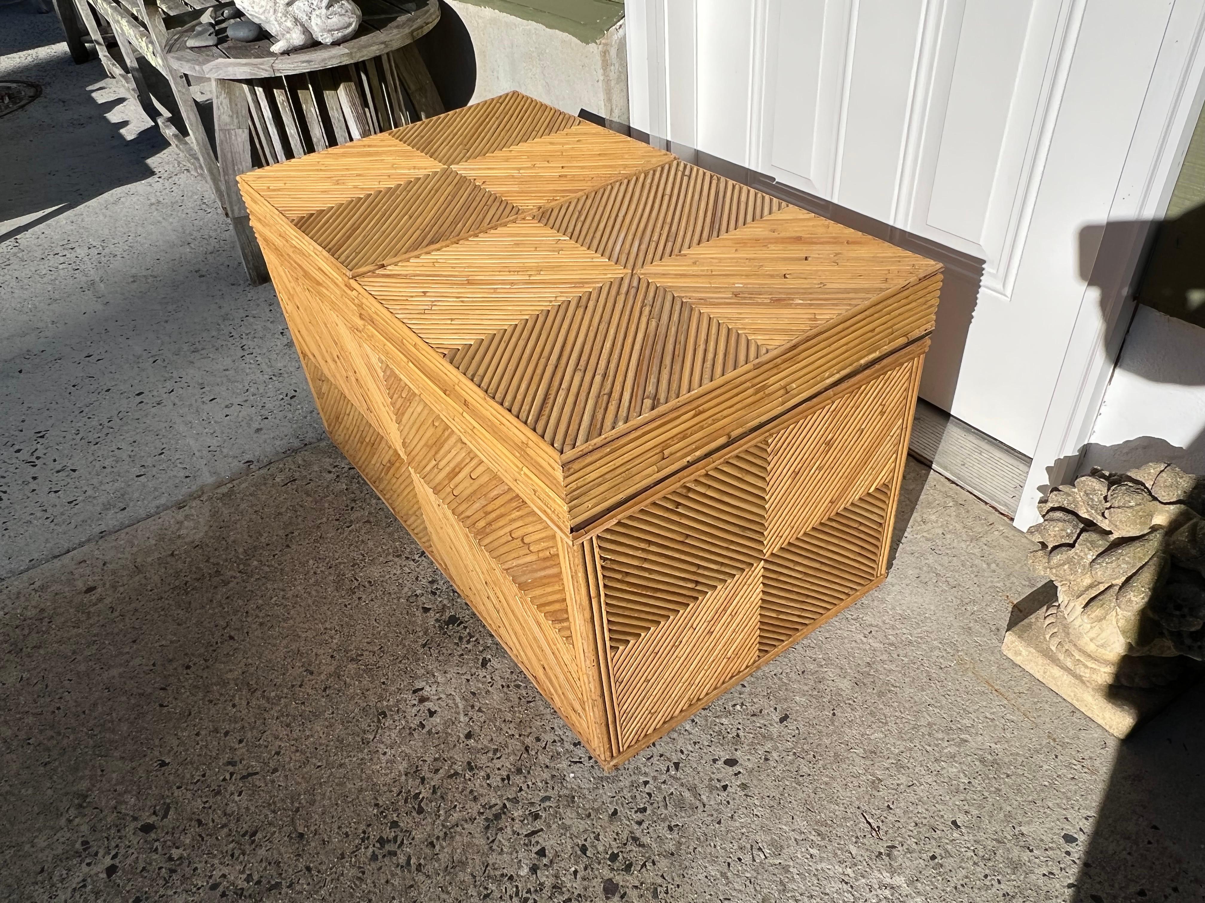 Vintage Bamboo Storage Chest For Sale 5