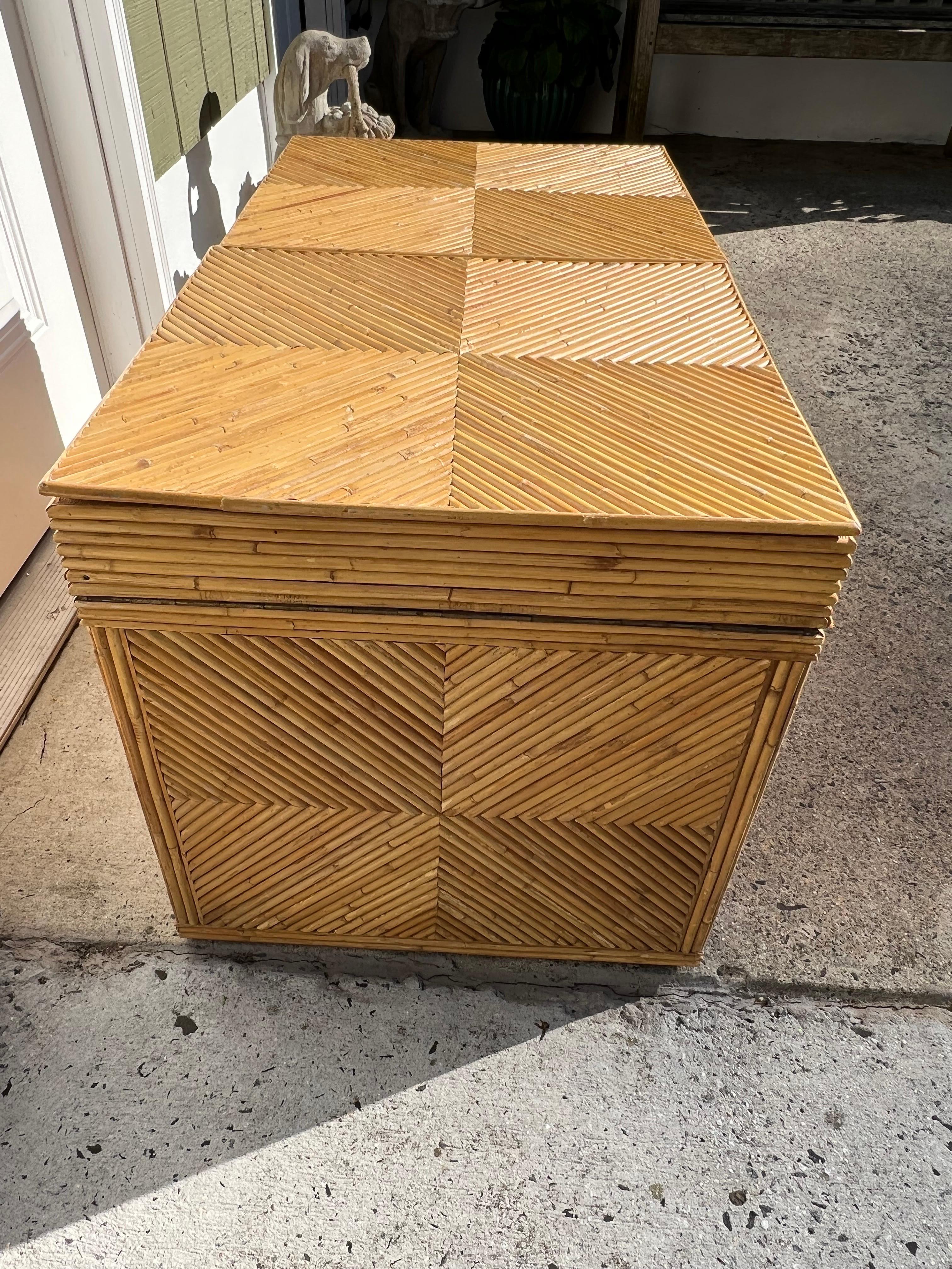 Vintage Bamboo Storage Chest For Sale 9
