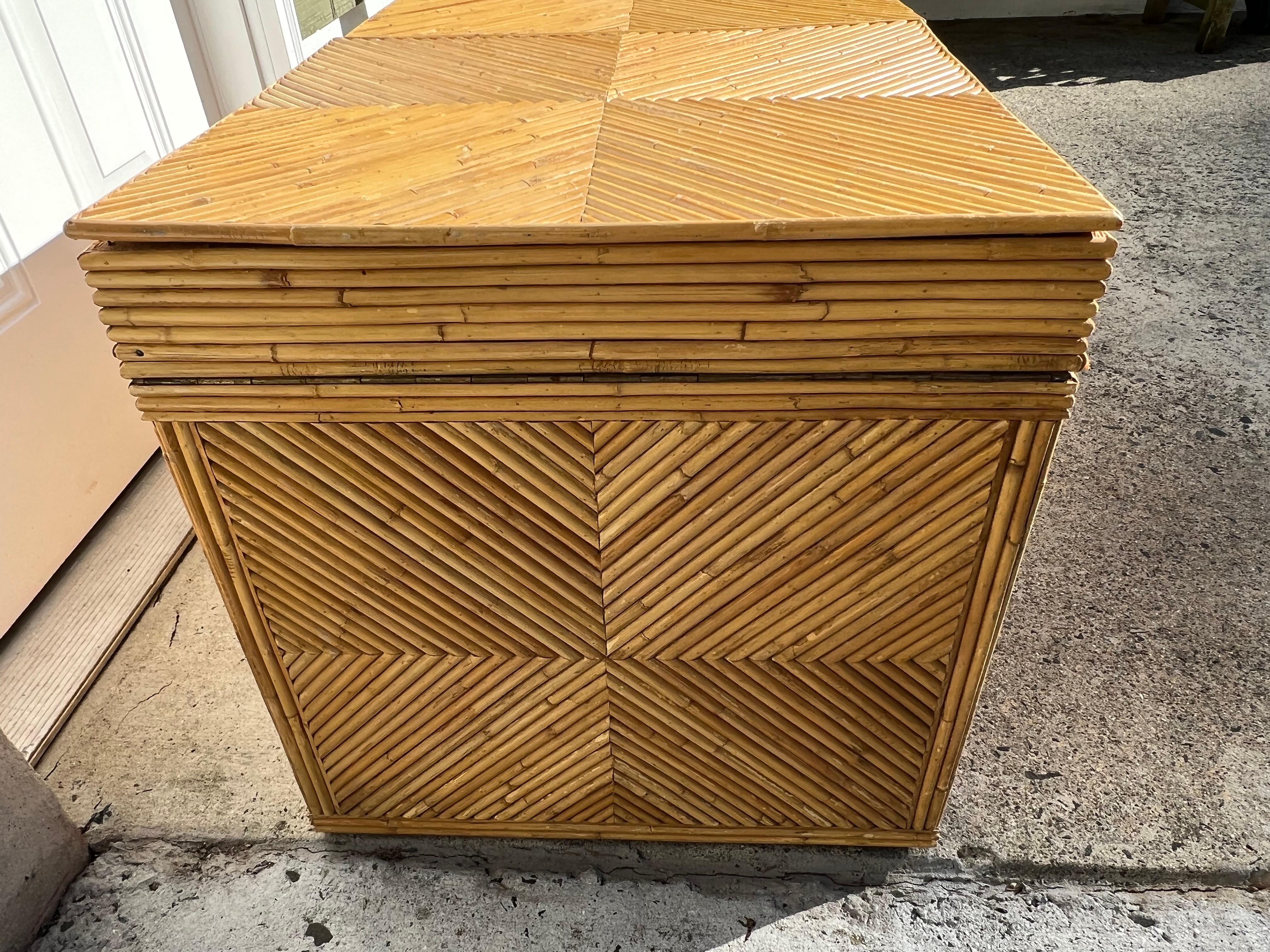 Vintage Bamboo Storage Chest For Sale 10