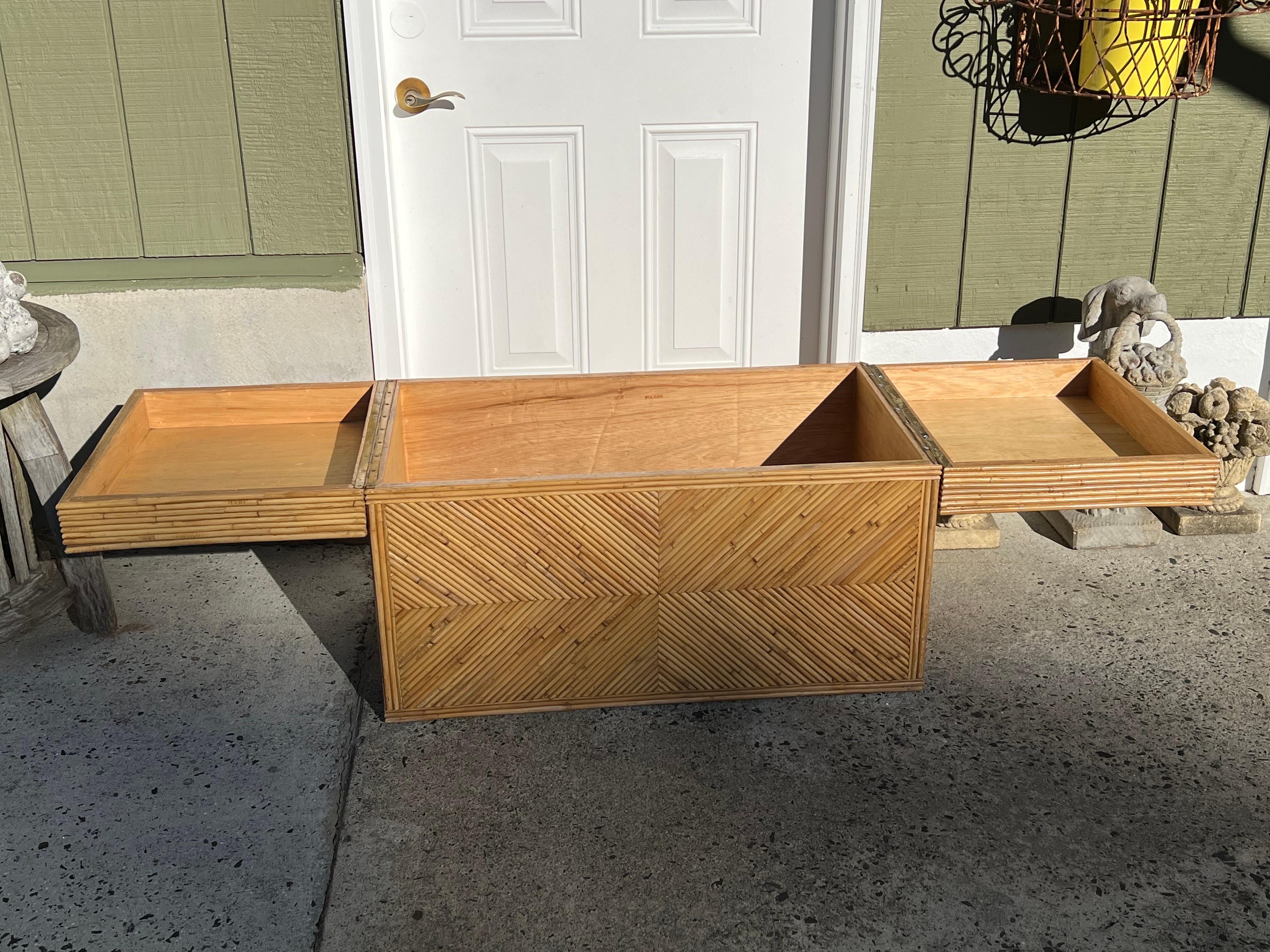 Vintage Bamboo Storage Chest For Sale 3
