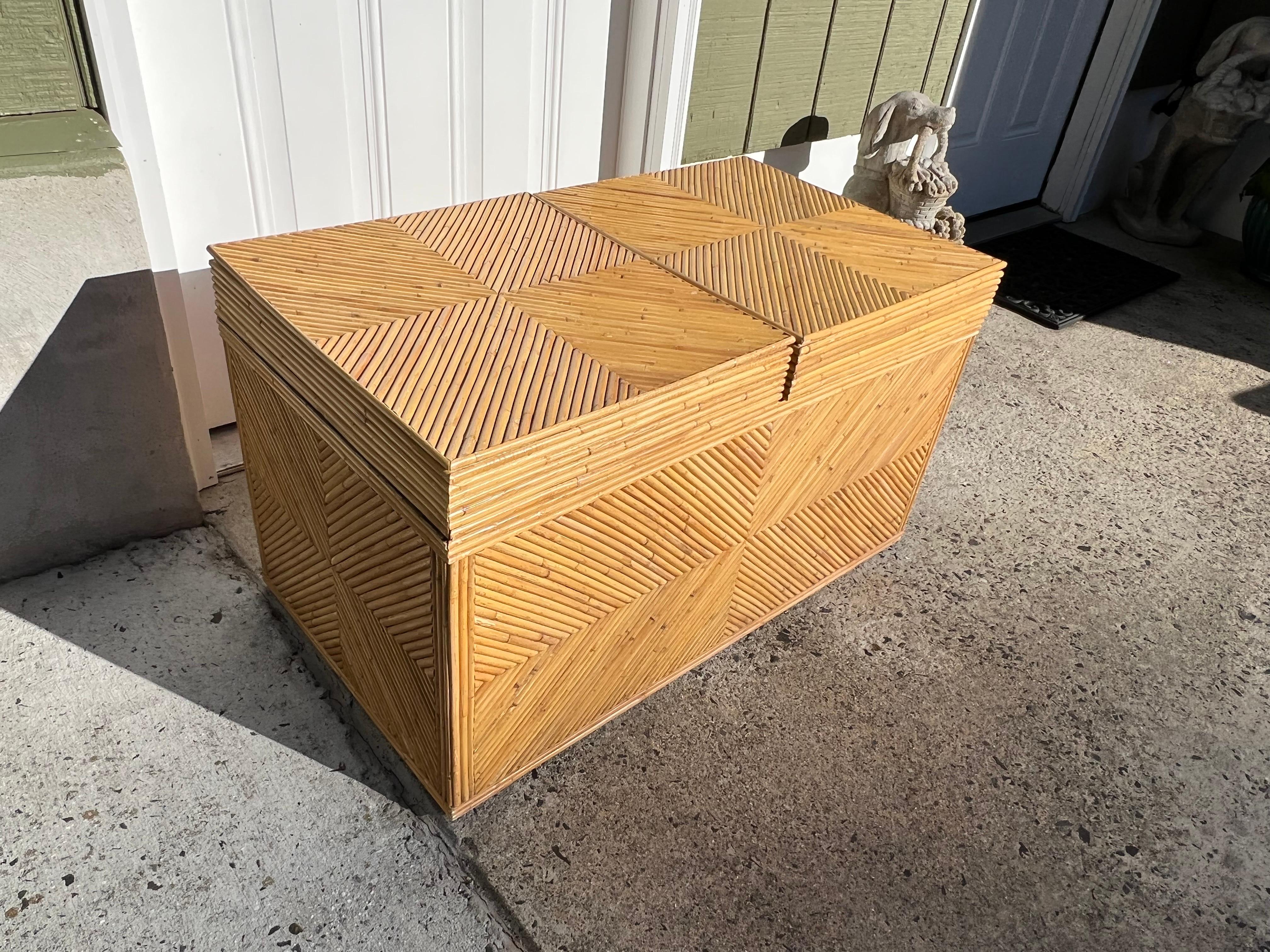 Vintage Bamboo Storage Chest For Sale 4