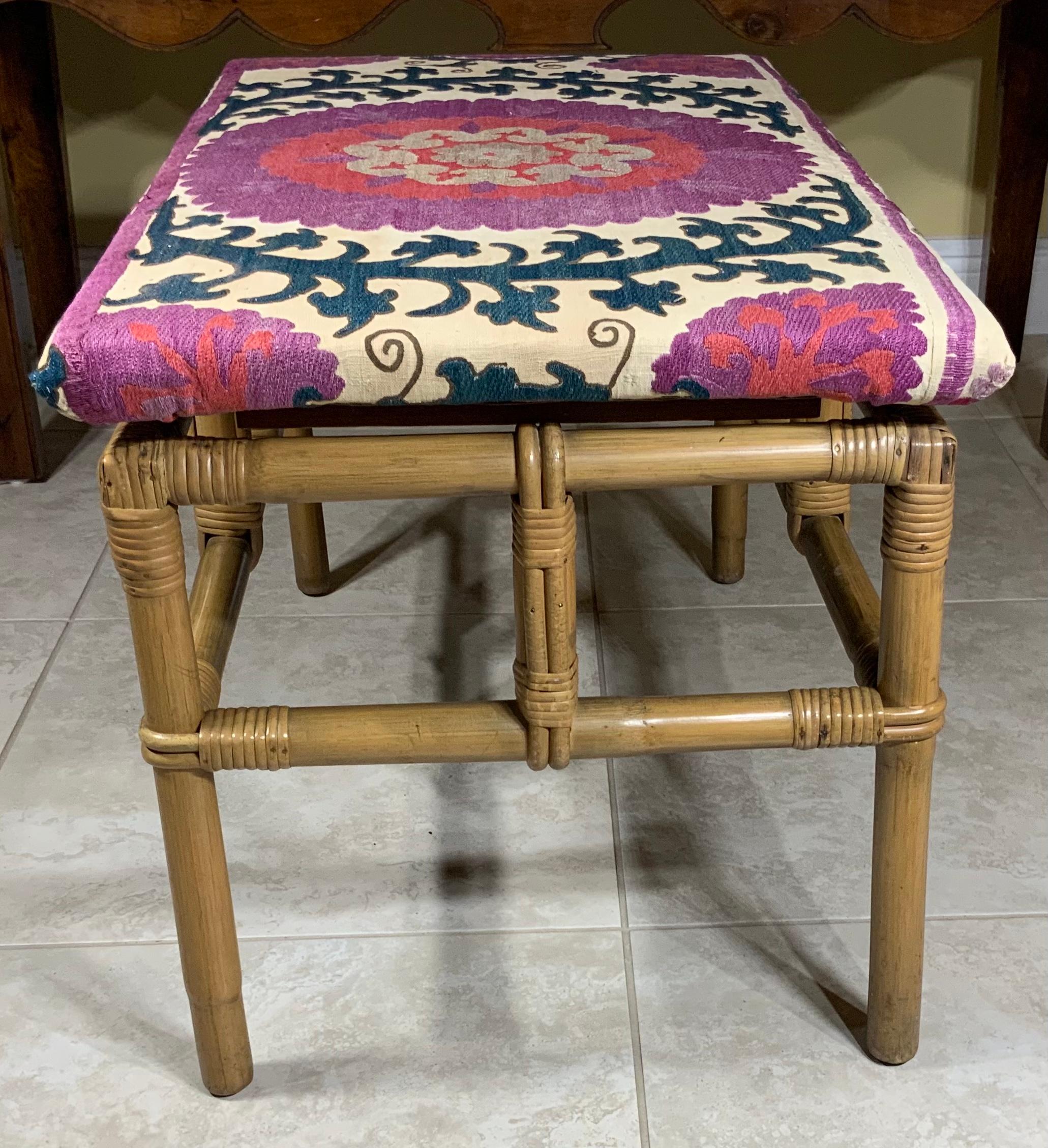 American Vintage Bamboo Suzani Coffee Table  For Sale