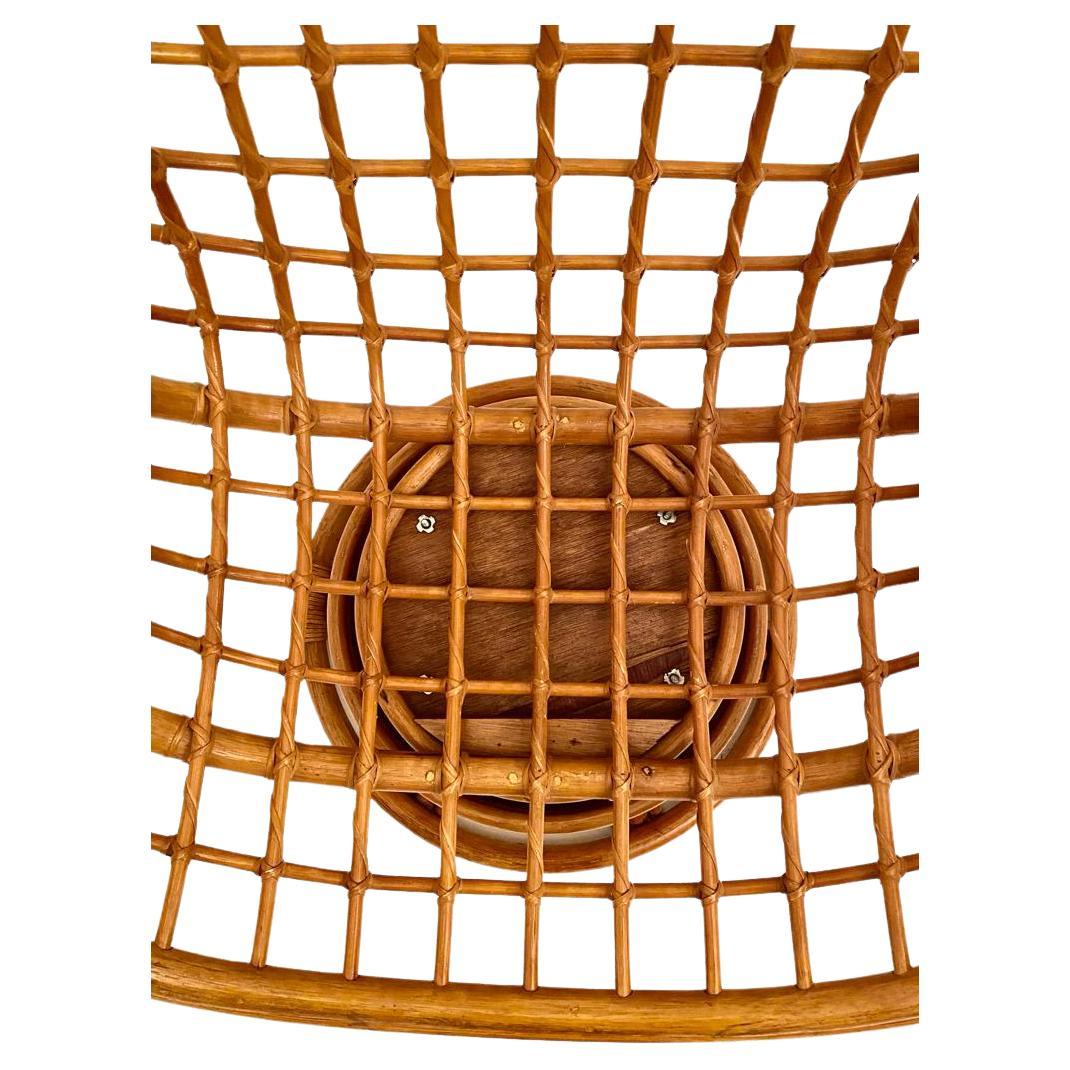 Sillón giratorio vintage de bambú, Italia Años 70 Bambú