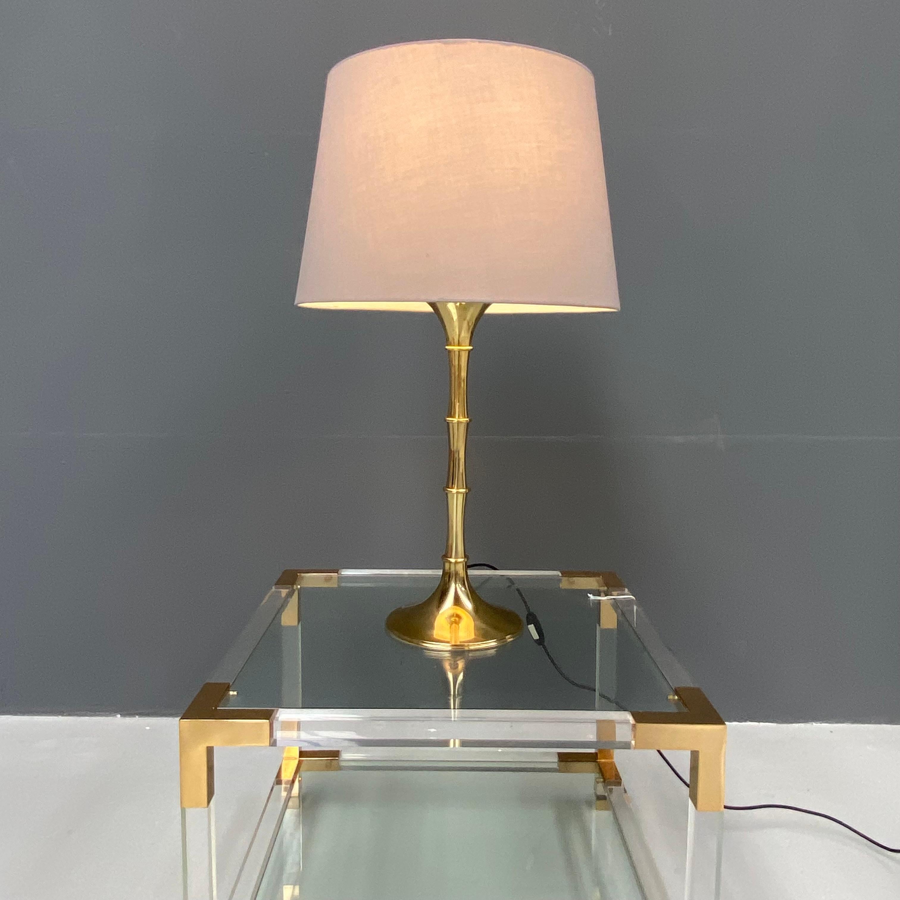 Vintage Bamboo Table Lamp in Brass by Ingo Maurer for M Design, 1960s. For Sale 4