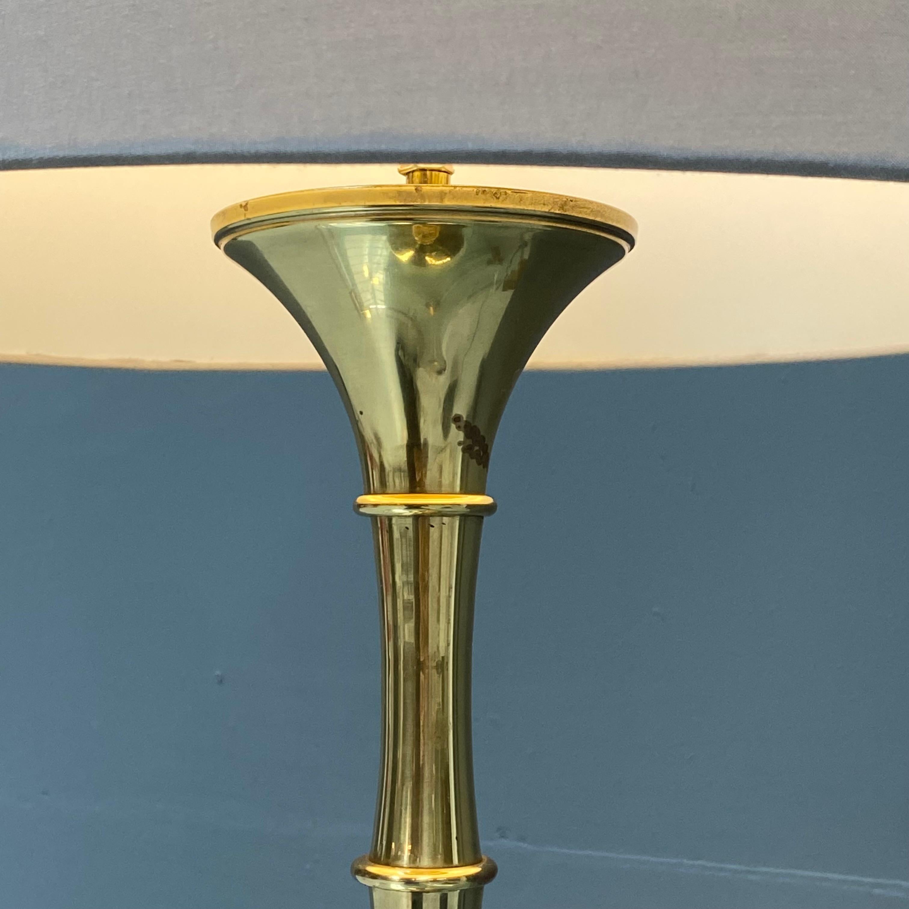 Hollywood Regency Vintage Bamboo Table Lamp in Brass by Ingo Maurer for M Design, 1960s. For Sale