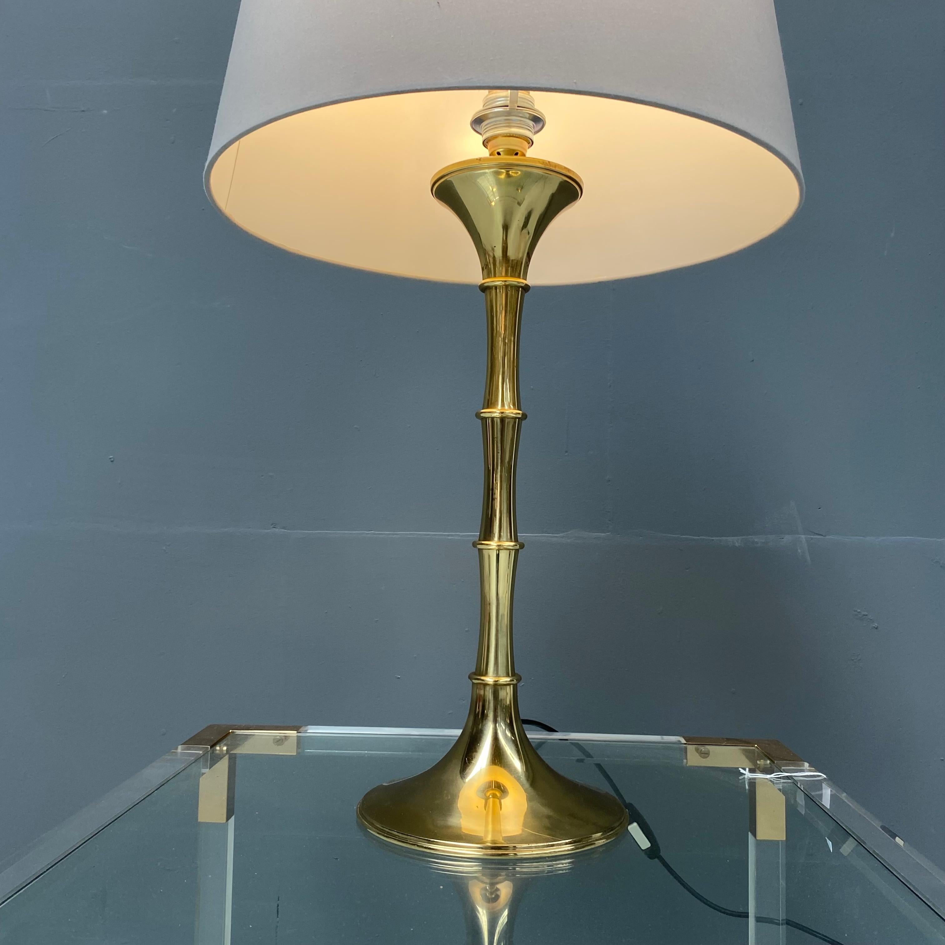 German Vintage Bamboo Table Lamp in Brass by Ingo Maurer for M Design, 1960s. For Sale