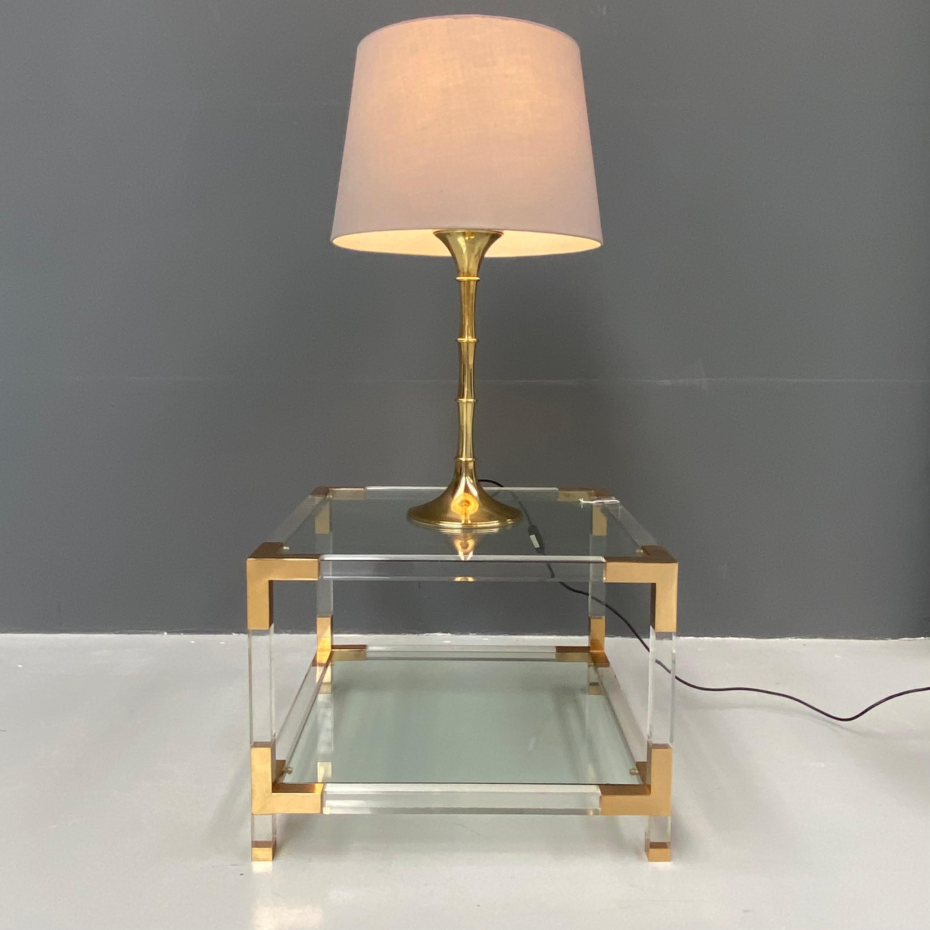 Vintage Bamboo Table Lamp in Brass by Ingo Maurer for M Design, 1960s. For Sale 3