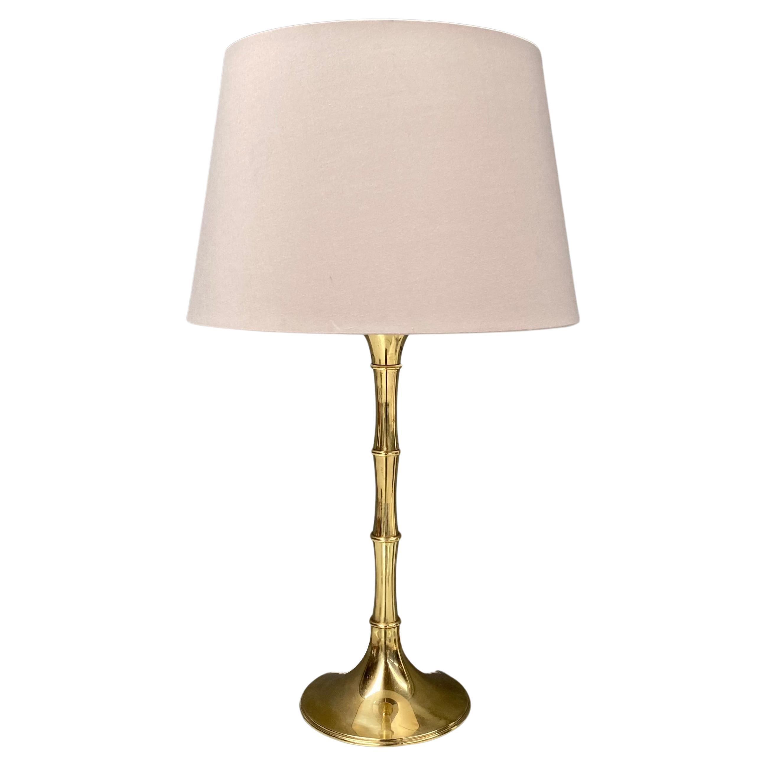 Vintage Bamboo Table Lamp in Brass by Ingo Maurer for M Design, 1960s.