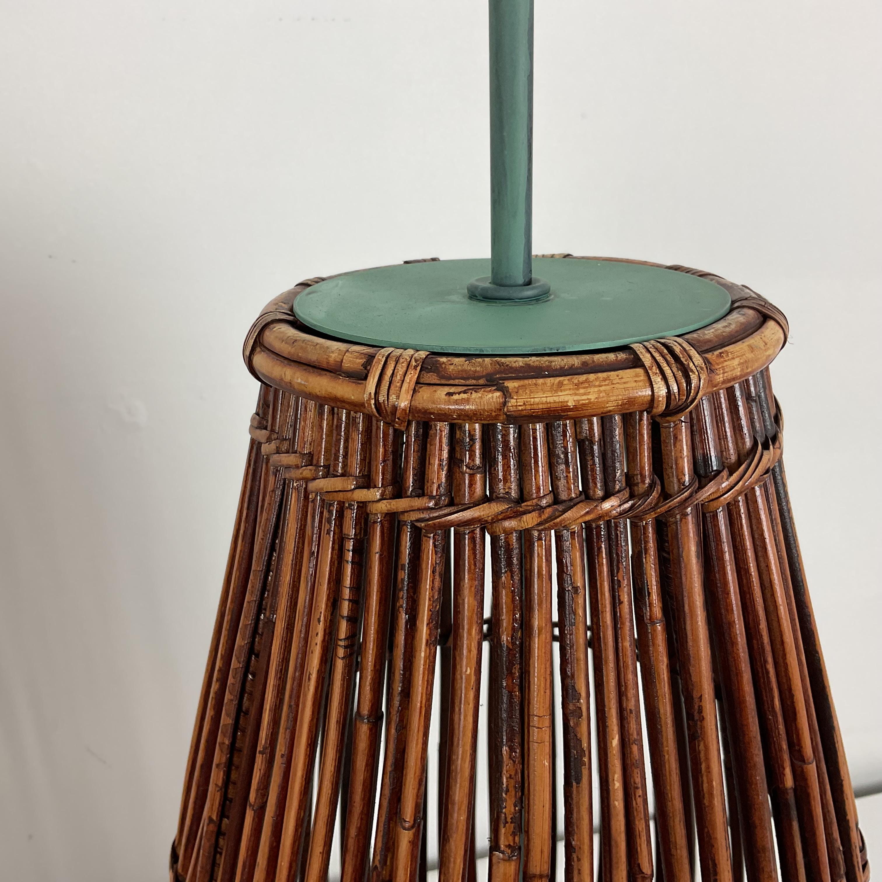 Lámparas de mesa vintage de bambú con base y casquillo verde Verdi Tejido en venta