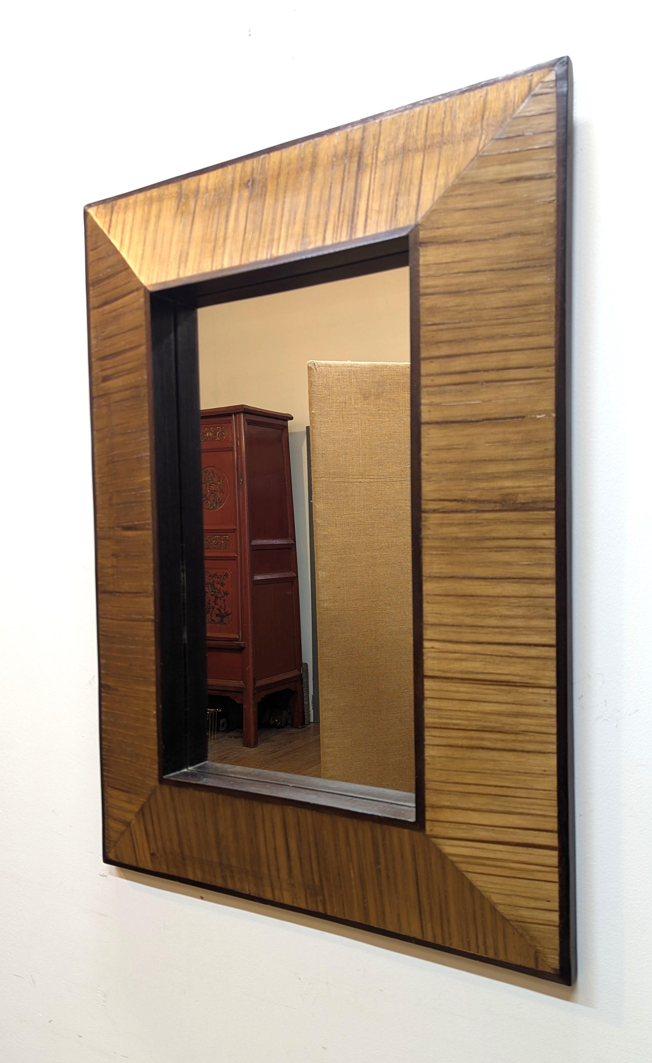 Thailandese Specchio Vintage Bamboo Teak in vendita