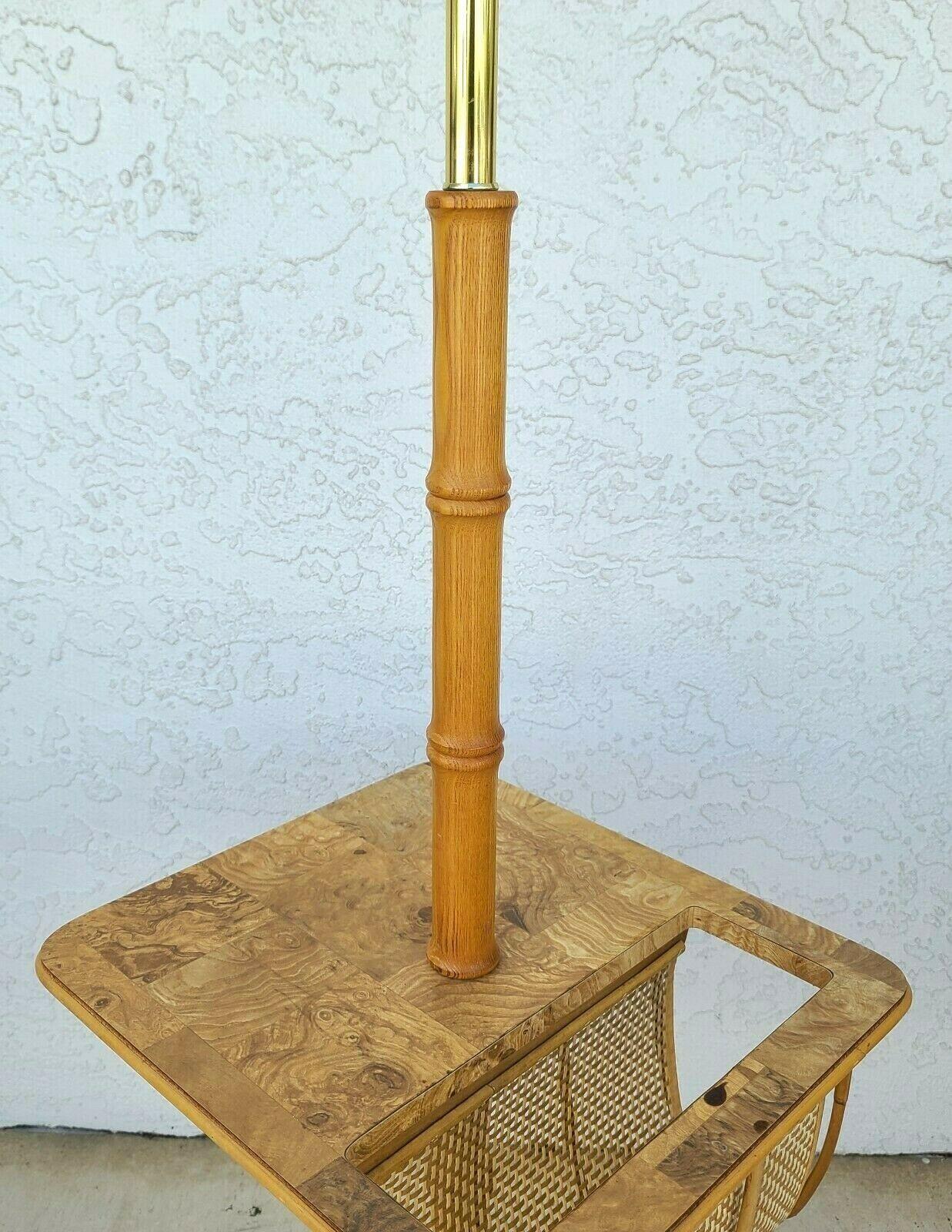 Vintage Bamboo Tiki Boho Chic Magazine Holder Floor Lamp Table In Good Condition For Sale In Lake Worth, FL