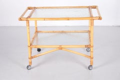 Vintage Bamboo Trolley and Serving Trolley, 1960s