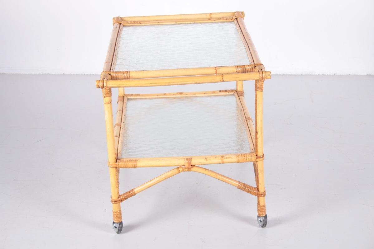 Mid-Century Modern Vintage Bamboo Trolley and Serving Trolley, 1960s For Sale