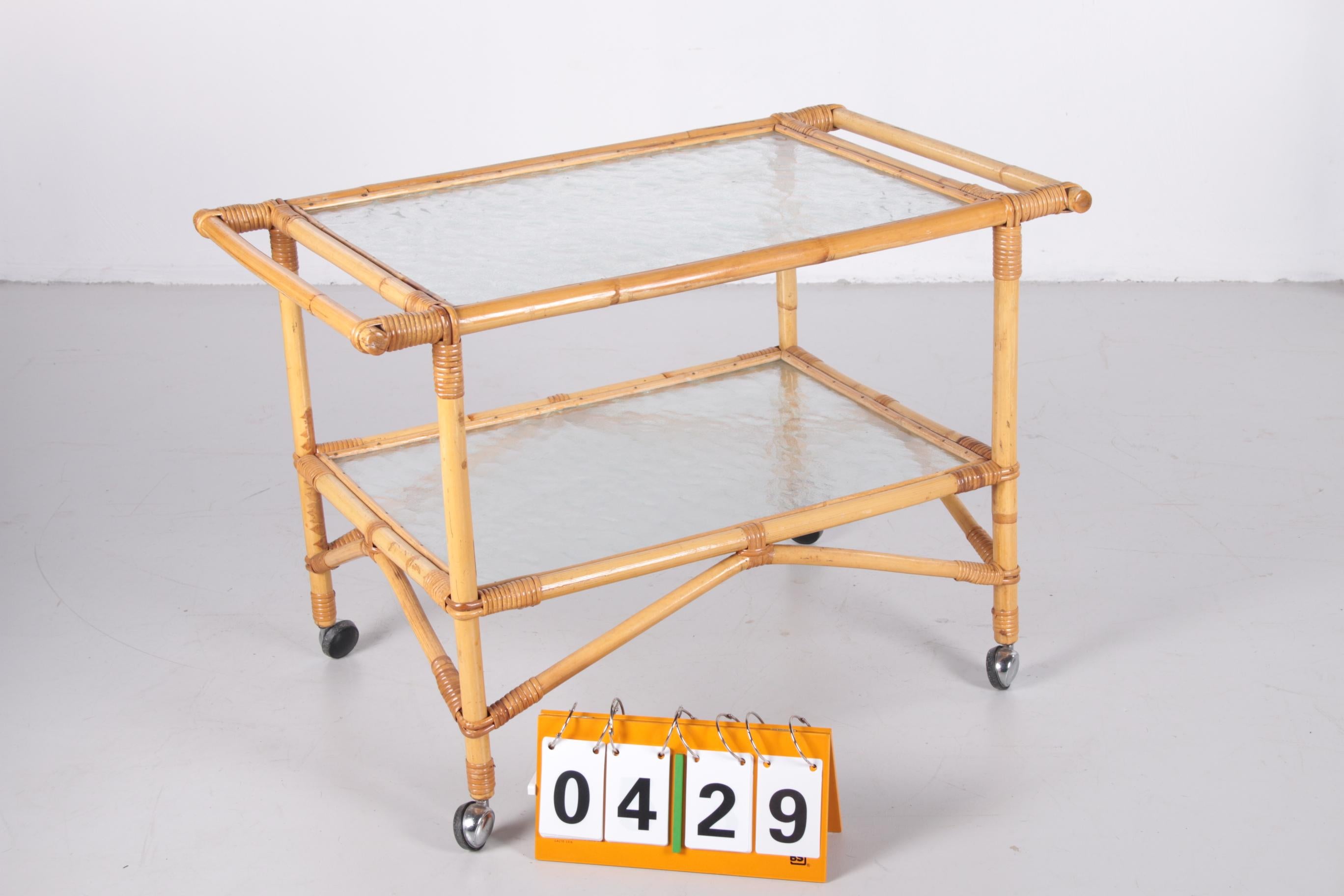 Vintage Bamboo Trolley and Serving Trolley, 1960s In Excellent Condition For Sale In Oostrum-Venray, NL