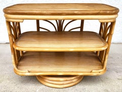 Vintage Bamboo TV Side Table Rotating