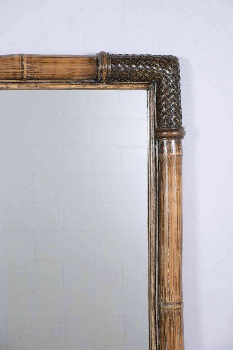 Asian Vintage Bamboo Wall Mirror For Sale