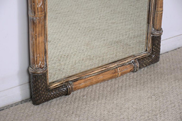 Vintage Bamboo Wall Mirror In Good Condition For Sale In Los Angeles, CA