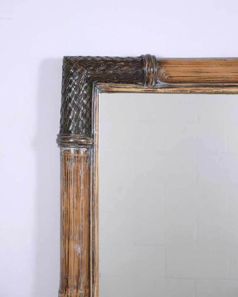Chinoiserie Vintage Bamboo Wall Mirror For Sale