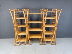 Mueble alto vintage de bambú, años 70
